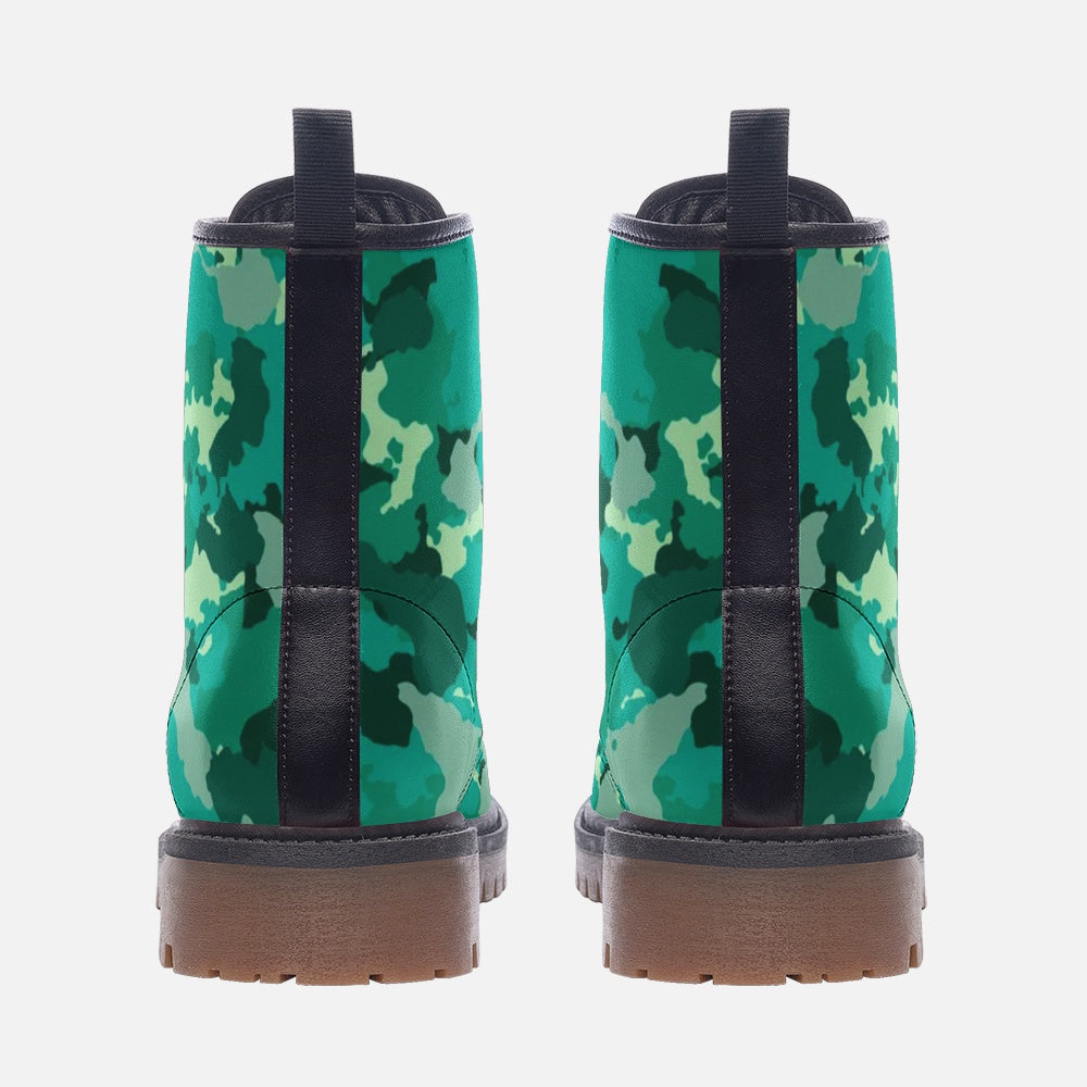 Cyan Green Camo Boots | Lightweight Leather Camo Colors