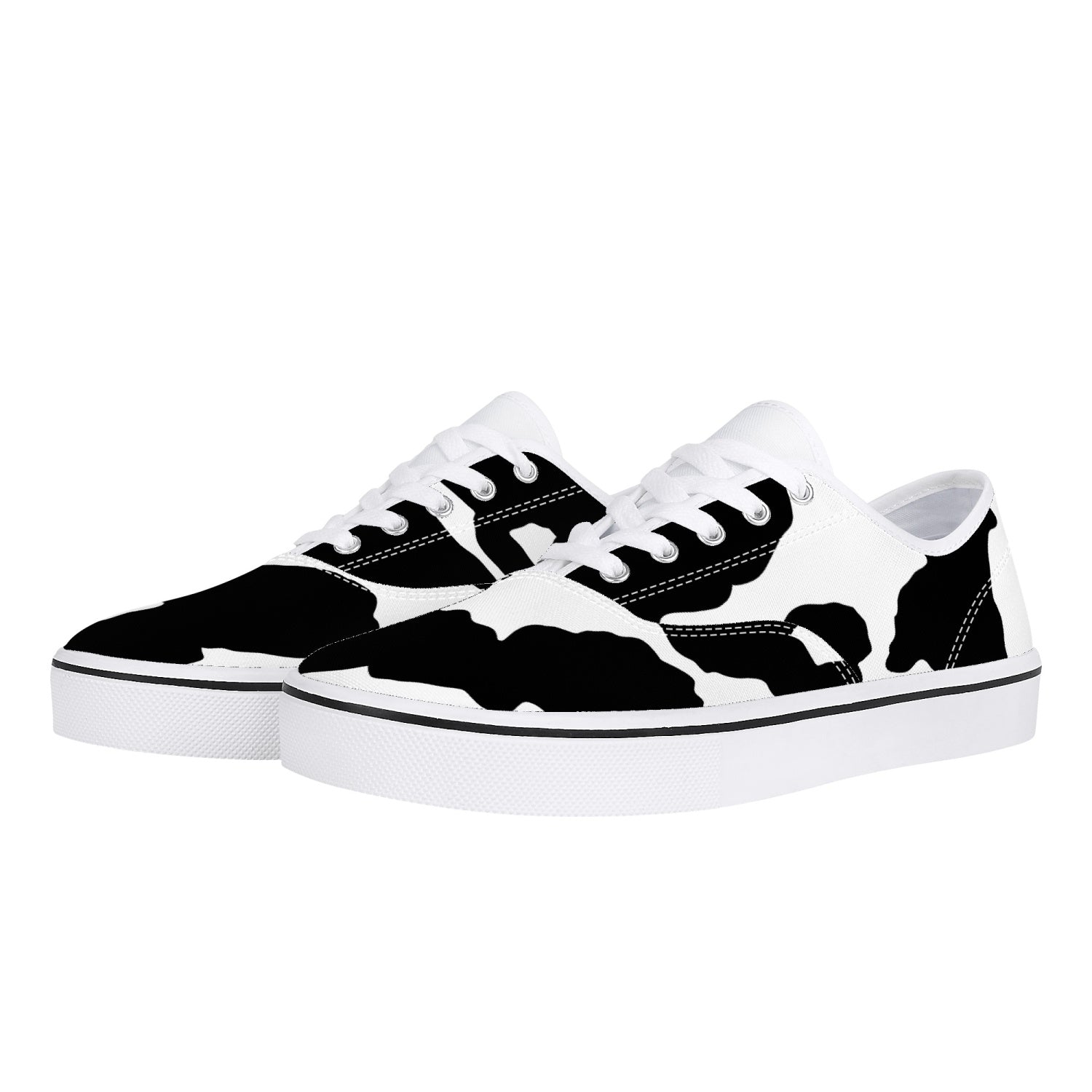 Camo Skate Shoes | Black & White Cow Print Camo Colors
