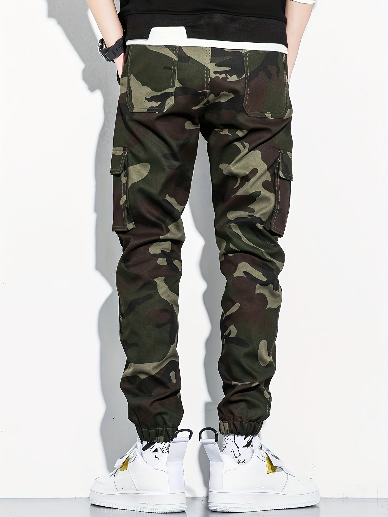 Men's Camo Cargo Cropped Pants With Multi Pockets | Vintage Style Camo Colors
