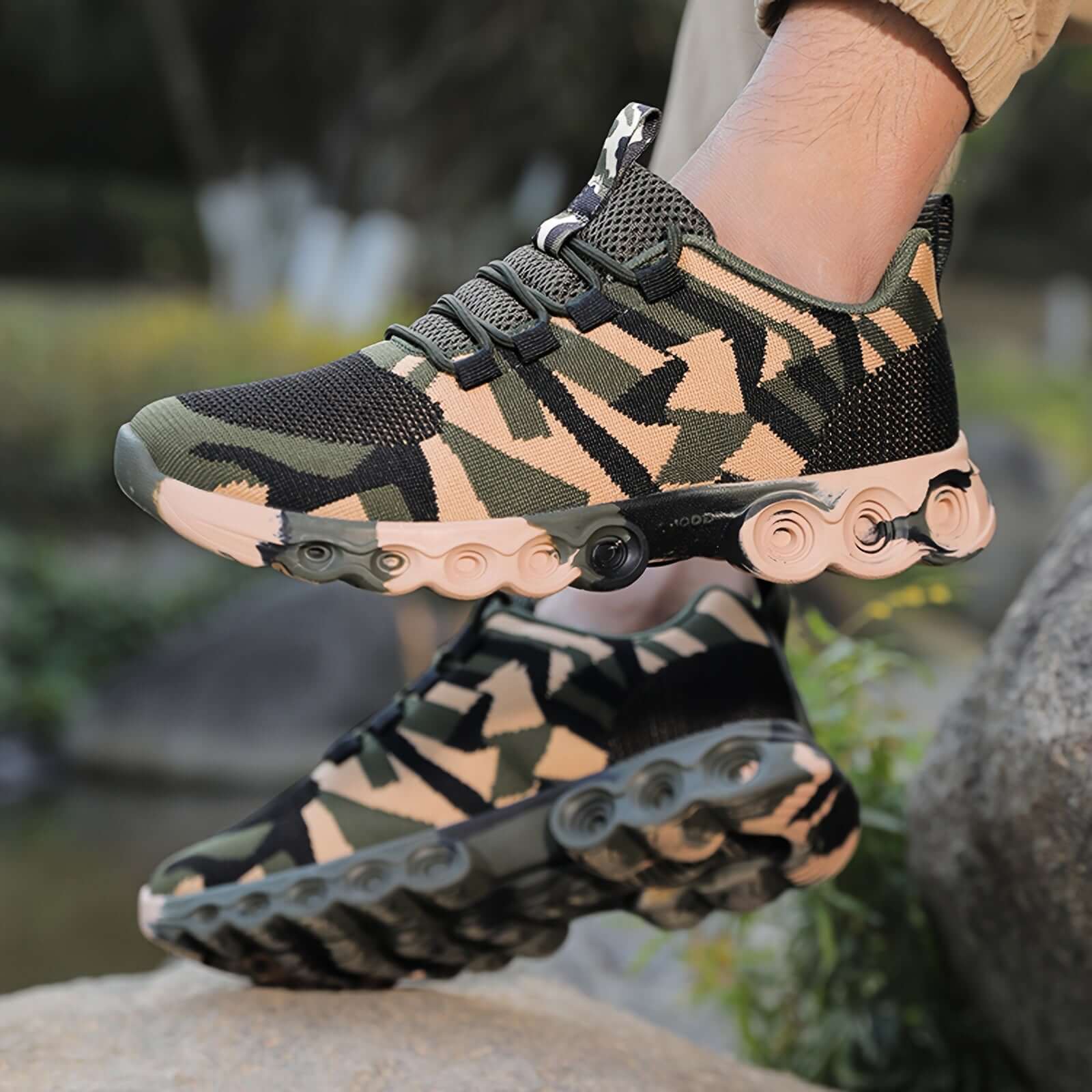 Men's Casual Camouflage Mesh Sneakers | Breathable Fabric Camo Colors