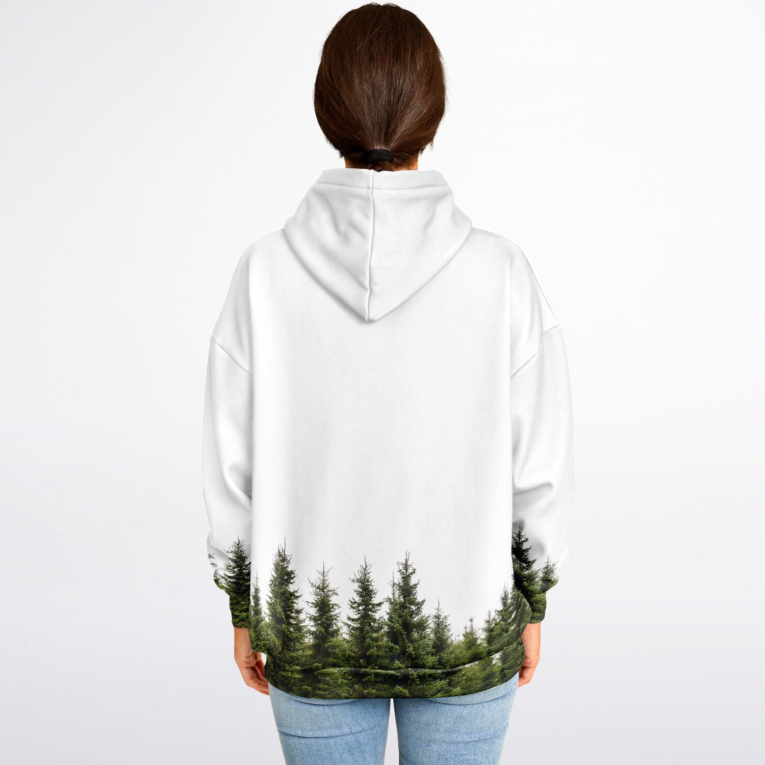 Heavyweight Oversized Hoodie | Pine Trees on a White Background | Camo Colors