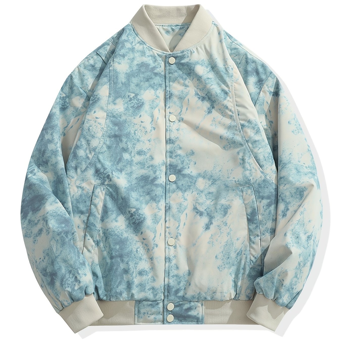 Vintage White Camo Jacket | Baseball Collar Long Sleeve Coat Camo Colors
