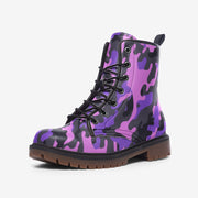 Pink Camo Boots | Lightweight Leather | Black & Indigo Camo Colors
