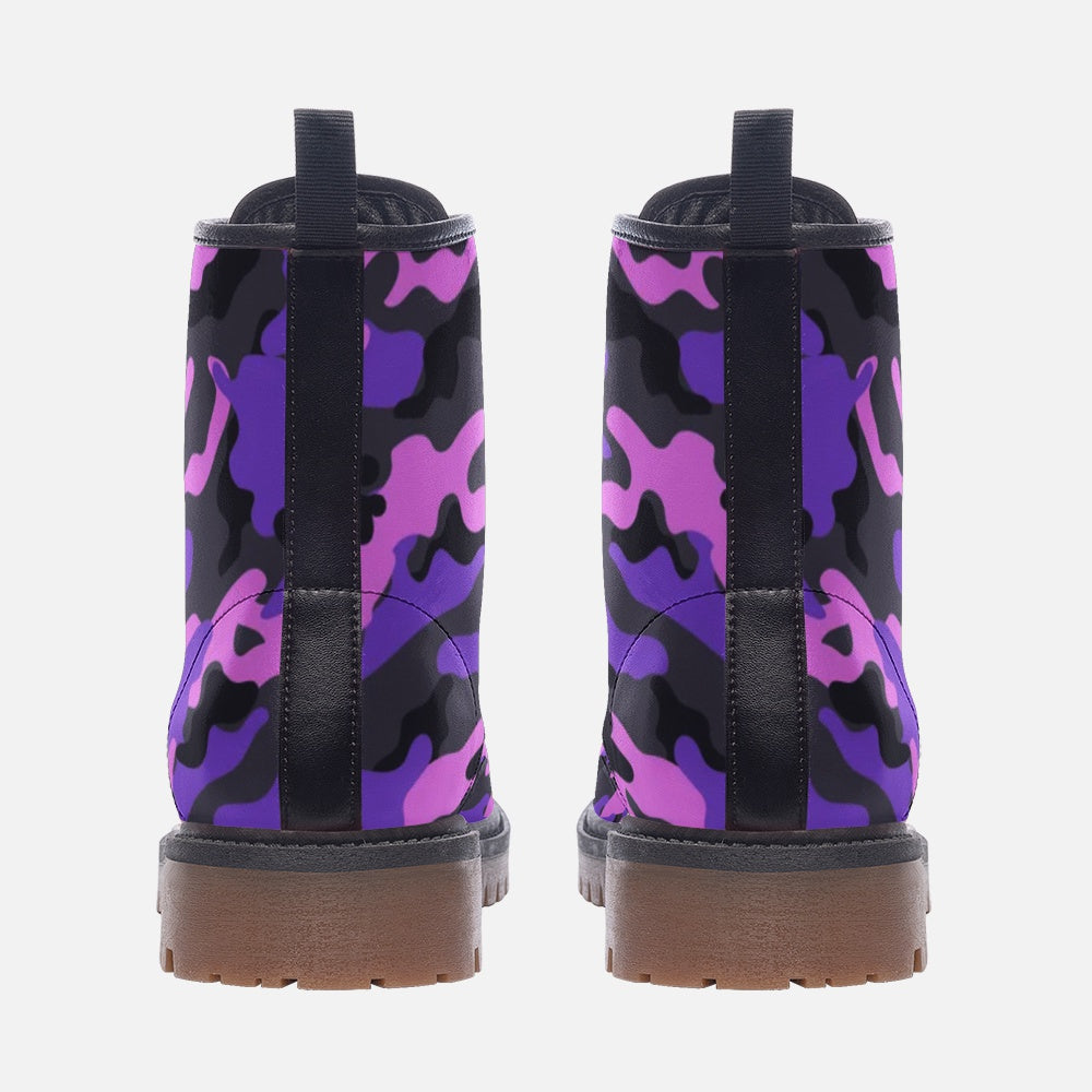 Pink Camo Boots | Lightweight Leather | Black & Indigo Camo Colors
