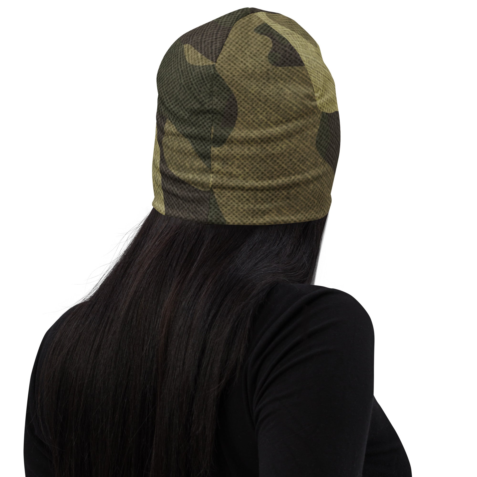 Camouflage Beanie | Green Fabric Design Camo Colors