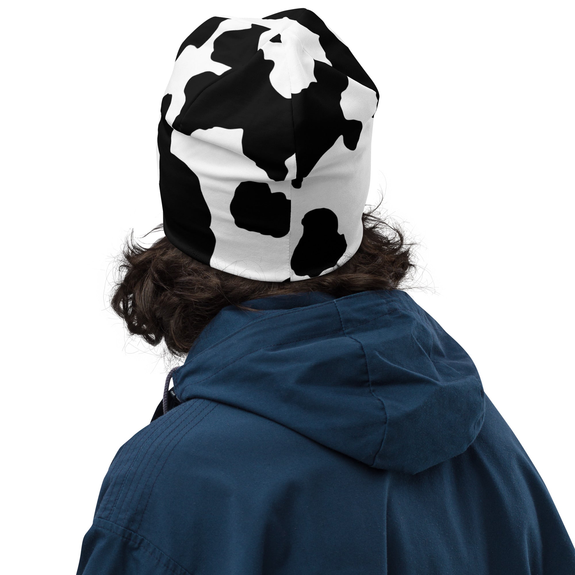 Camouflage Beanie | Black & White Cow Print Camo Colors