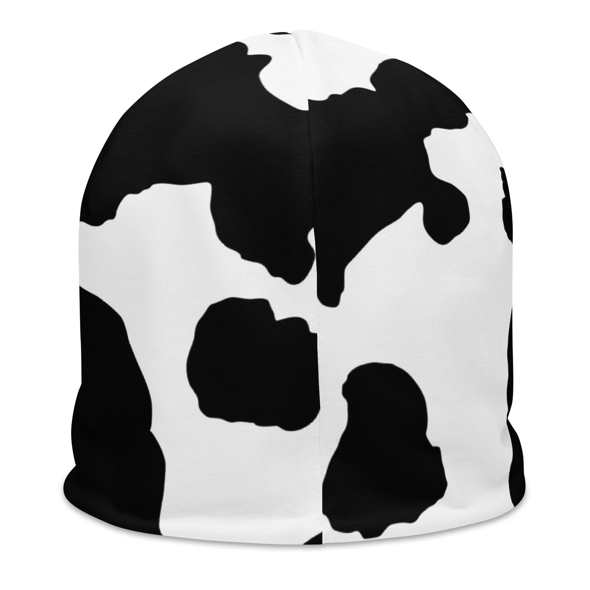 Camouflage Beanie | Black & White Cow Print Camo Colors