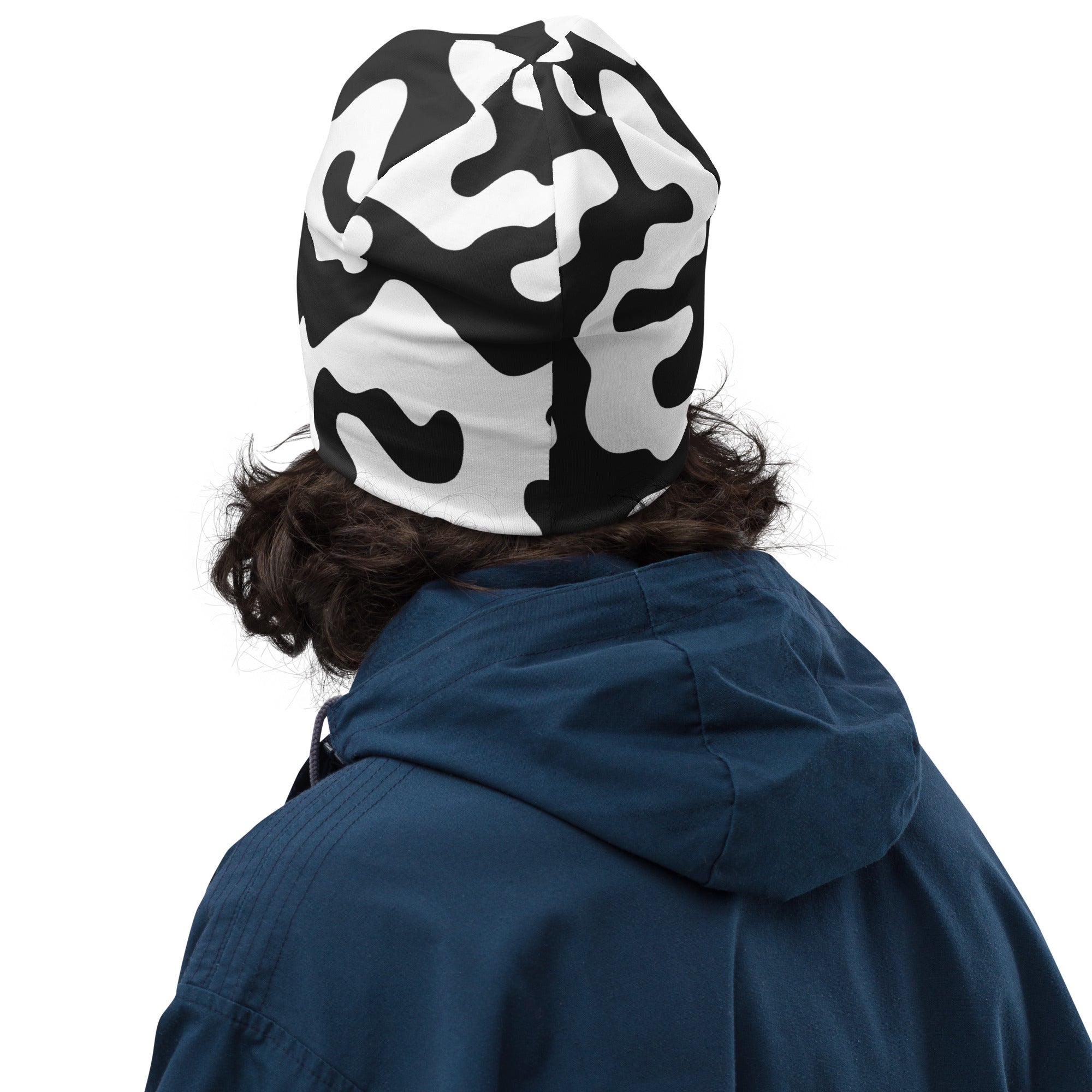 Camo Beanie in Black and White Cow Print | Camo Colors