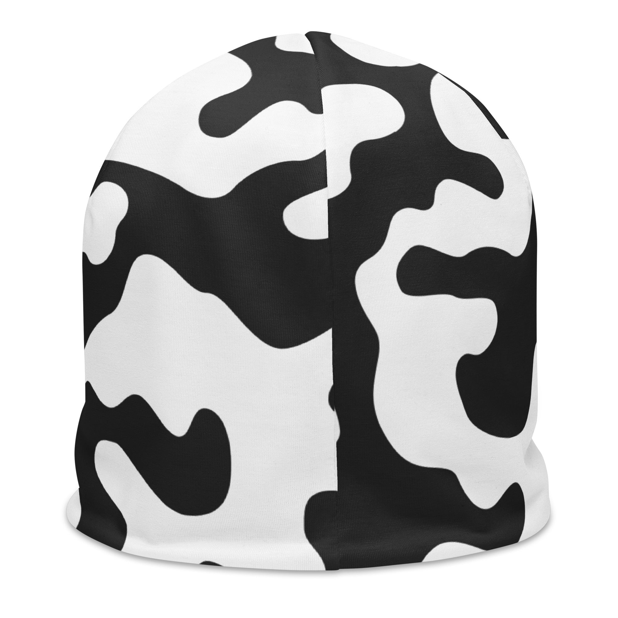 Camo Beanie in Black and White Cow Print | Camo Colors