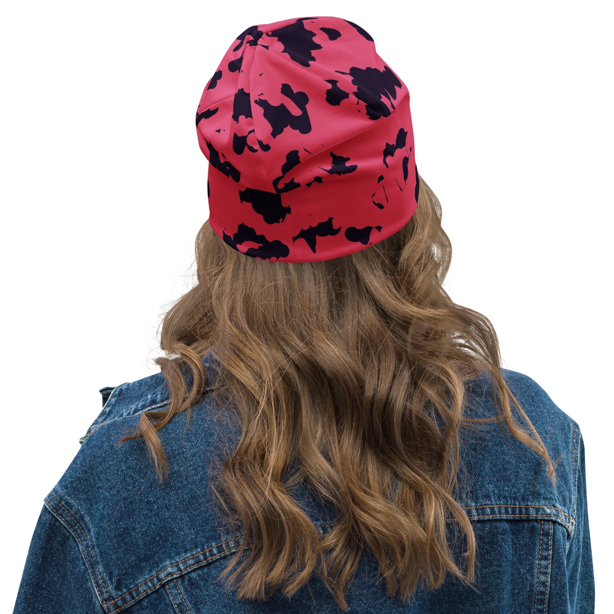 Pink Leopard Beanie with Black Spots | Camo Colors