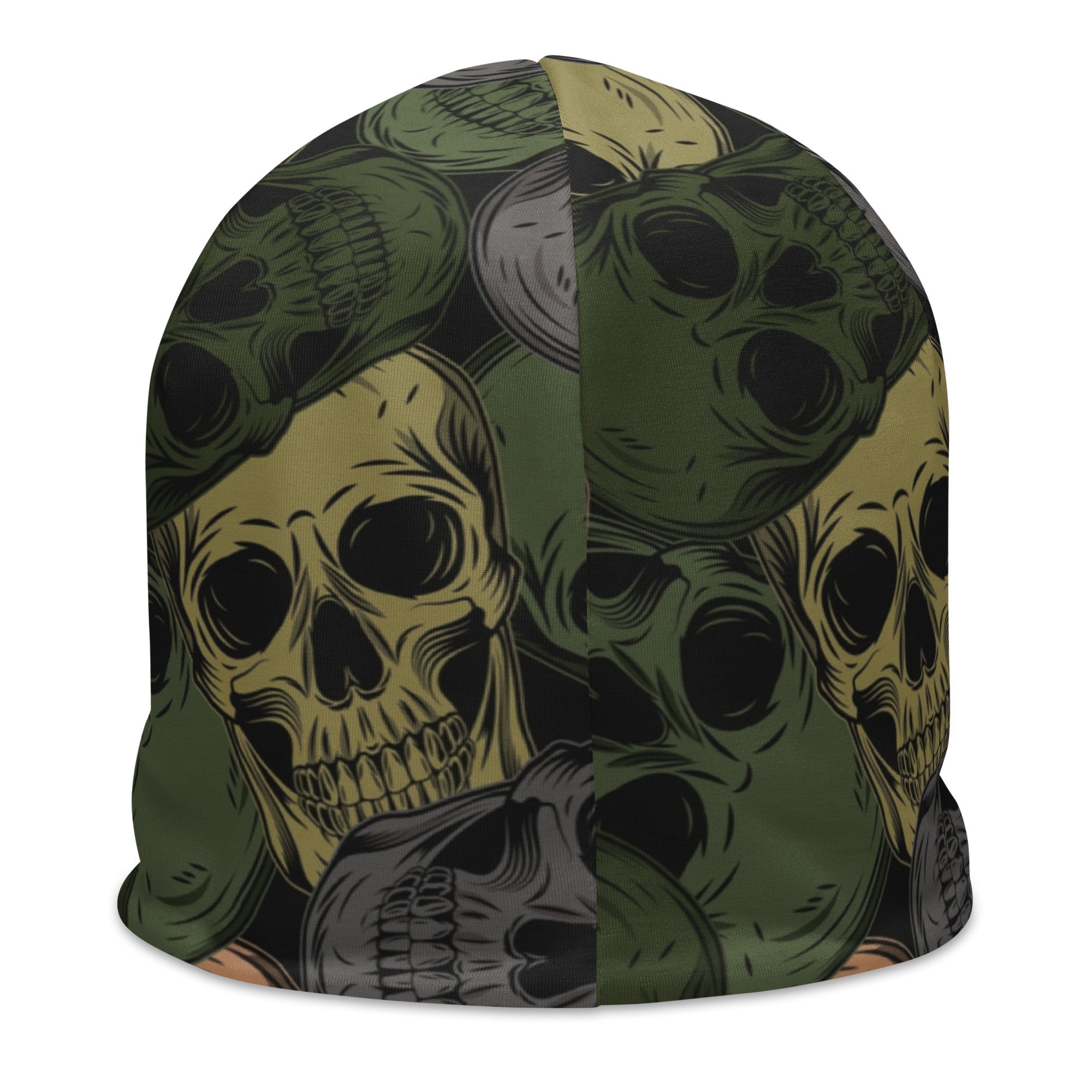 Skulls Print Beanie in Green and Grey | Camo Colors