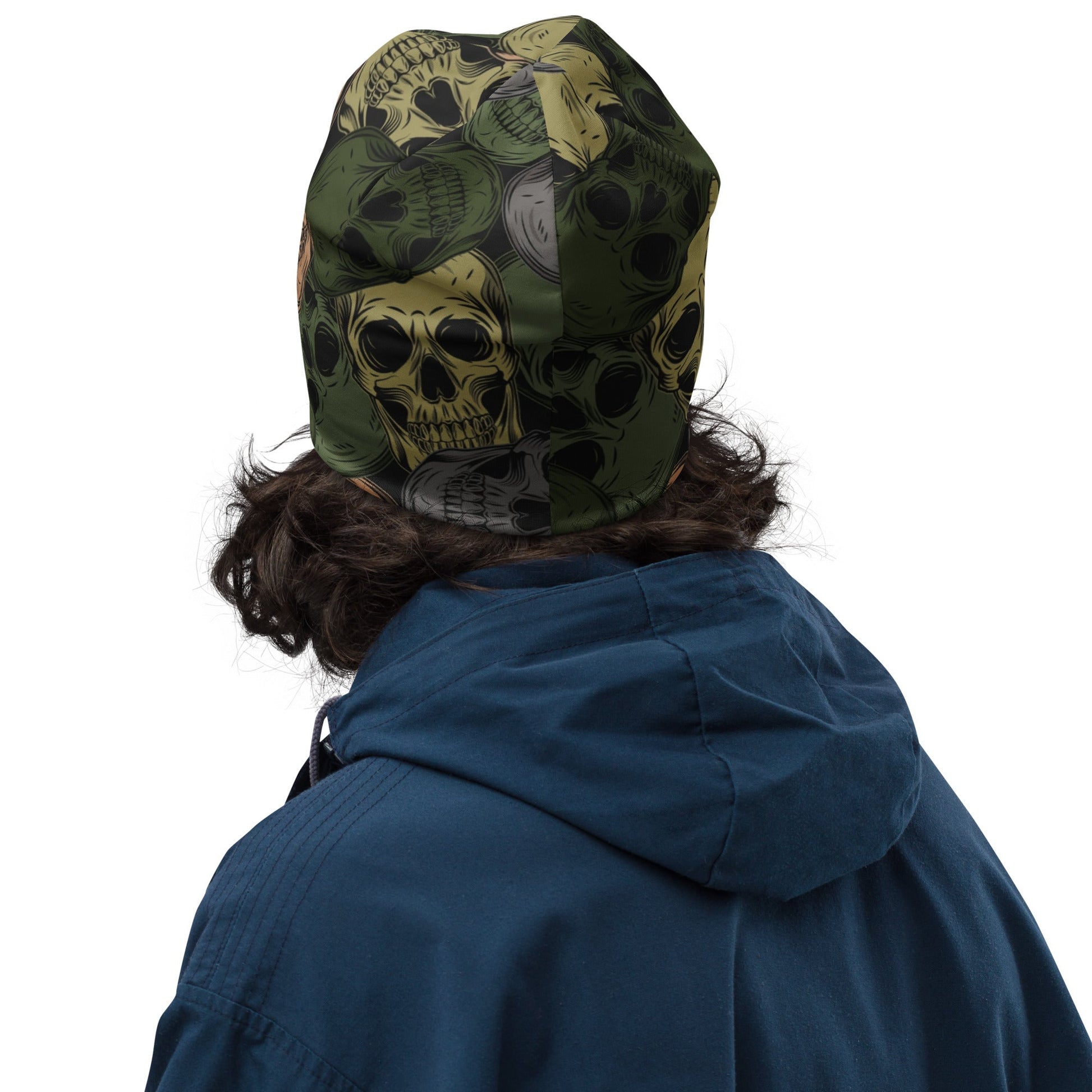 Skulls Print Beanie in Green and Grey | Camo Colors