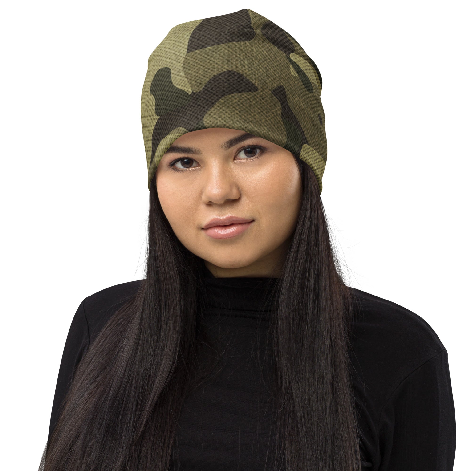 Camouflage Beanie | Green Fabric Design Camo Colors