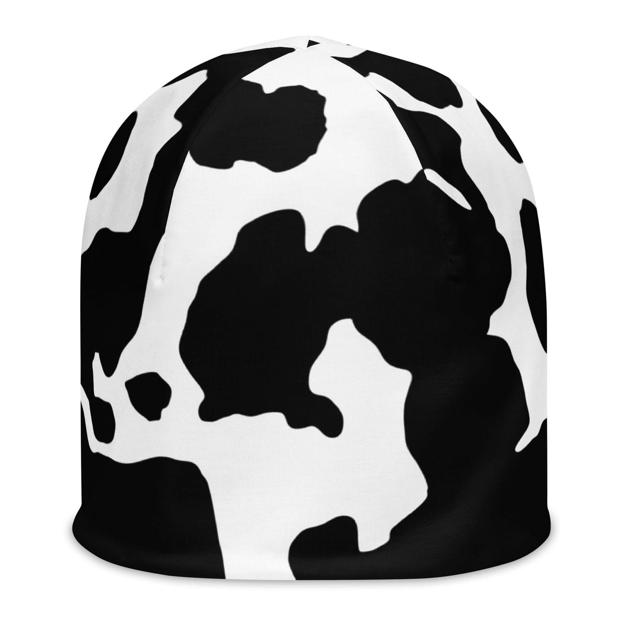 Camouflage Beanie | Black & White Cow Print Camo Colors