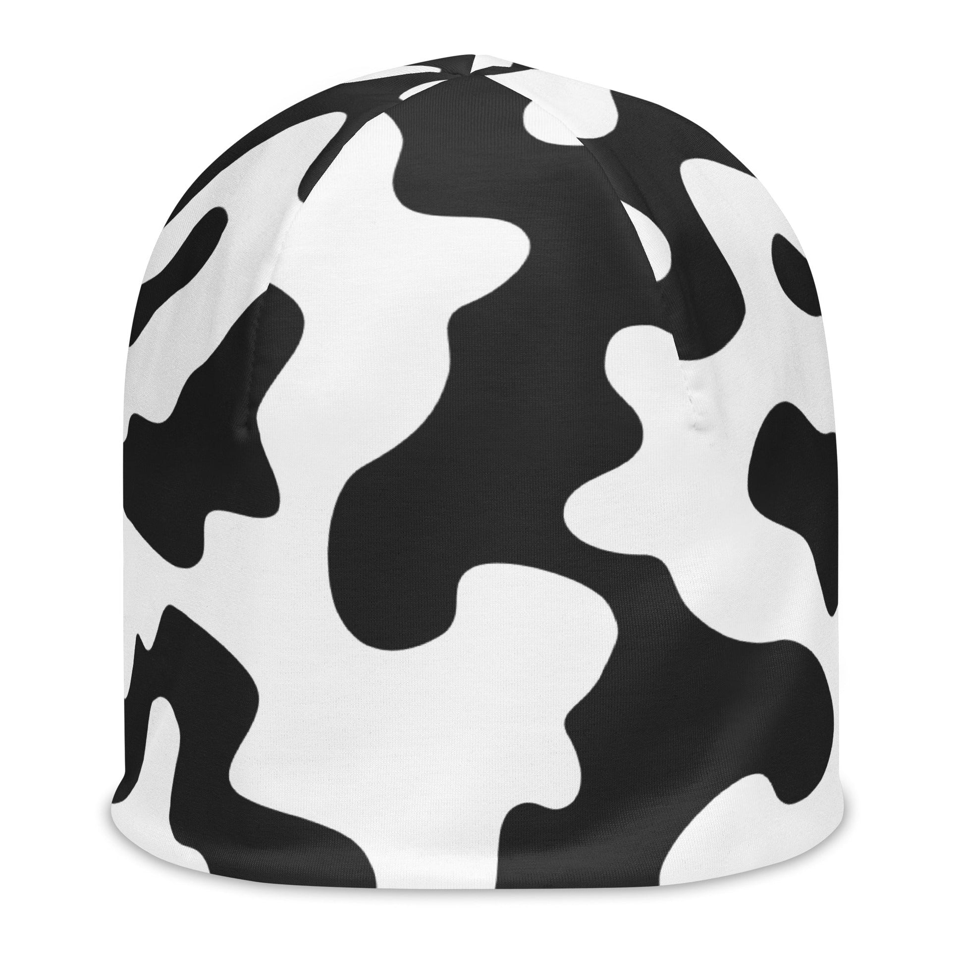 Camo Beanie in Black and White Cow Print | Camo Colors