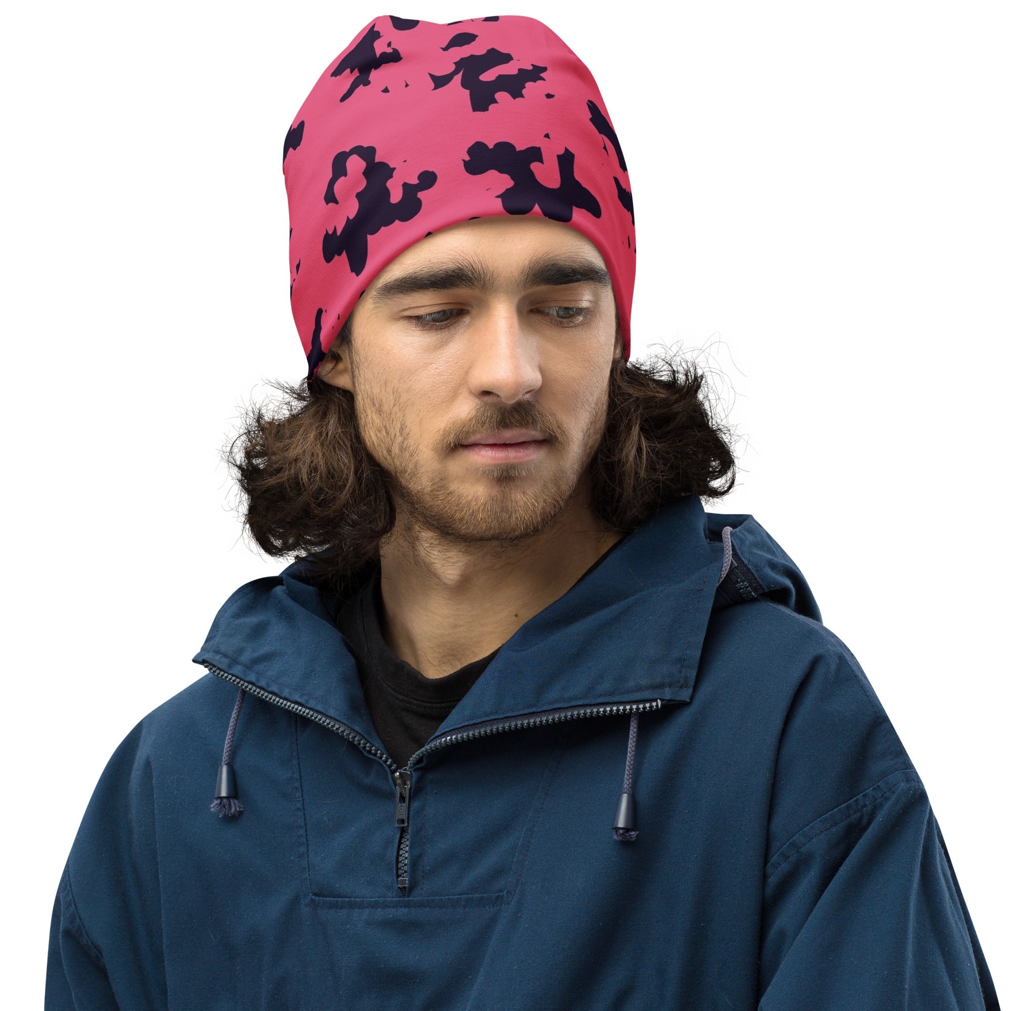 Pink Leopard Beanie with Black Spots | Camo Colors