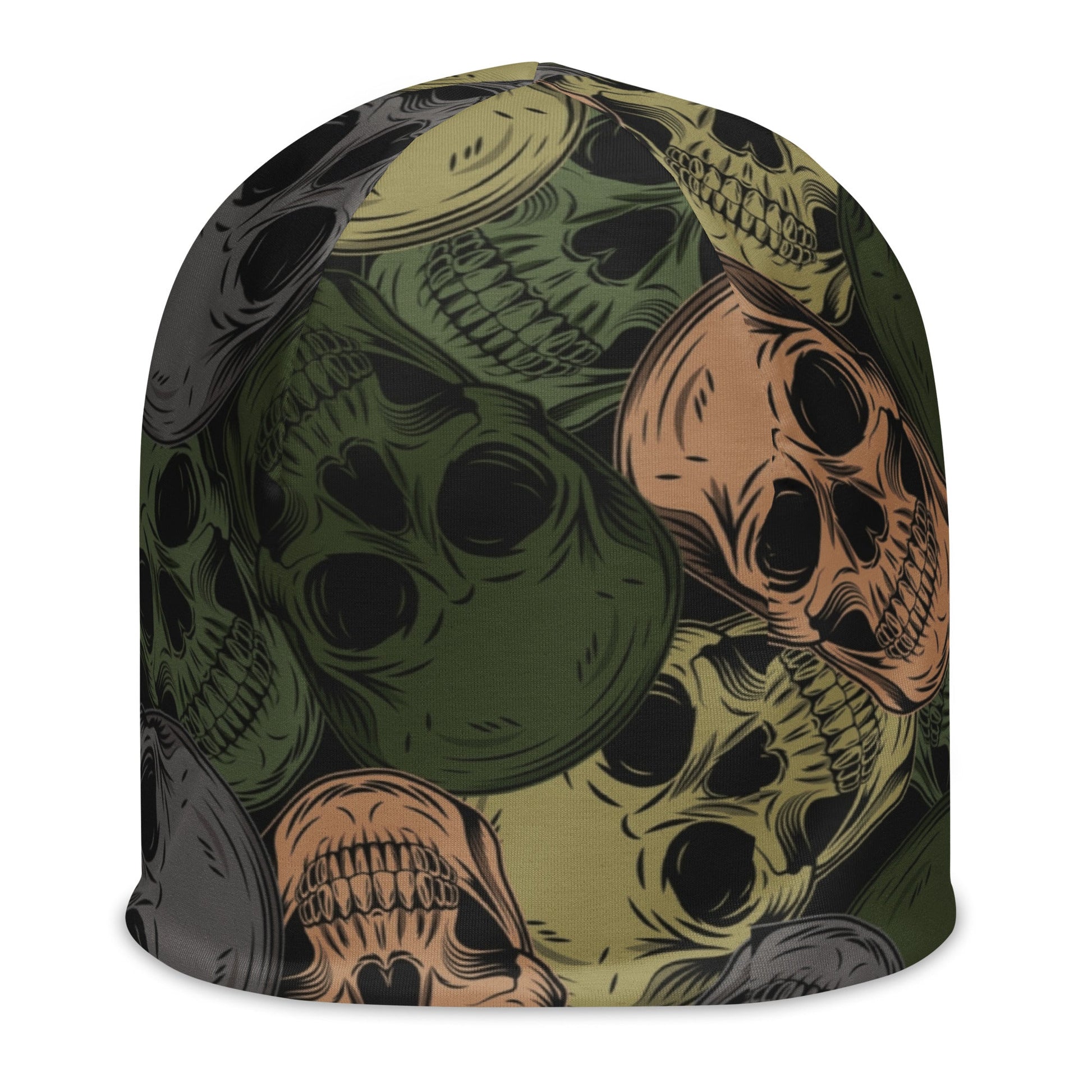 Skulls Print Beanie in Green and Grey | Camo Colors