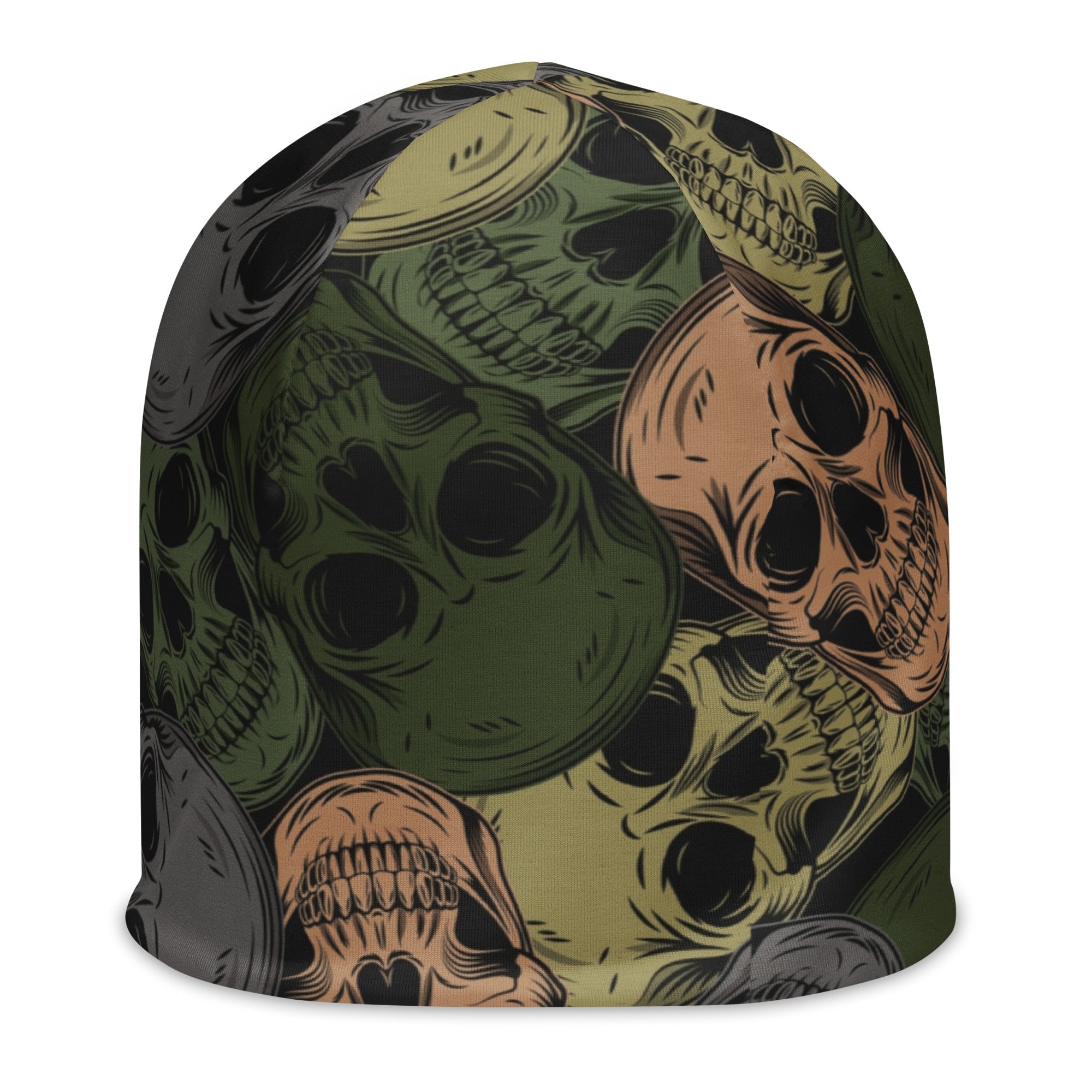 Skulls Print Beanie in Green and Grey | Camo Colors