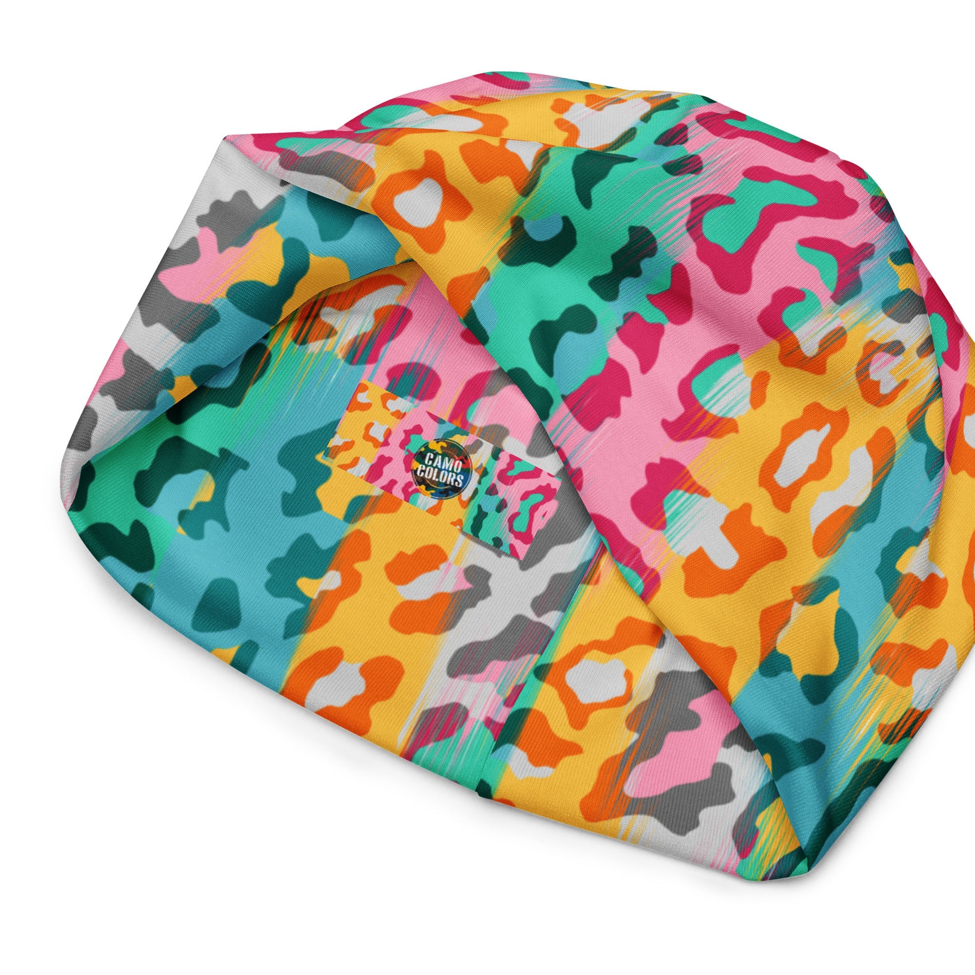 Leopard Print Beanie in Pink and Yellow | Camo Colors