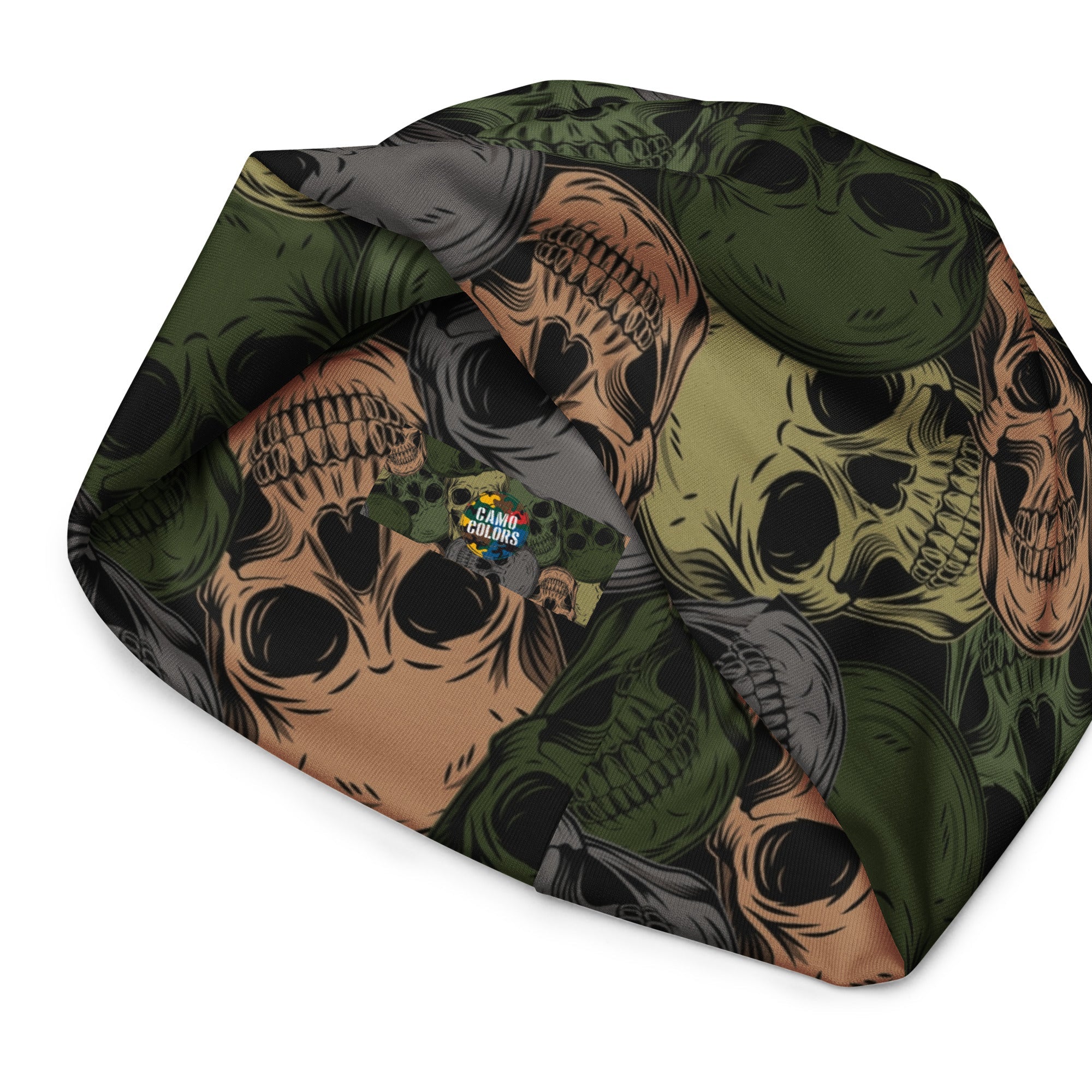 Skulls Print Beanie in Green and Grey | Camo Colors