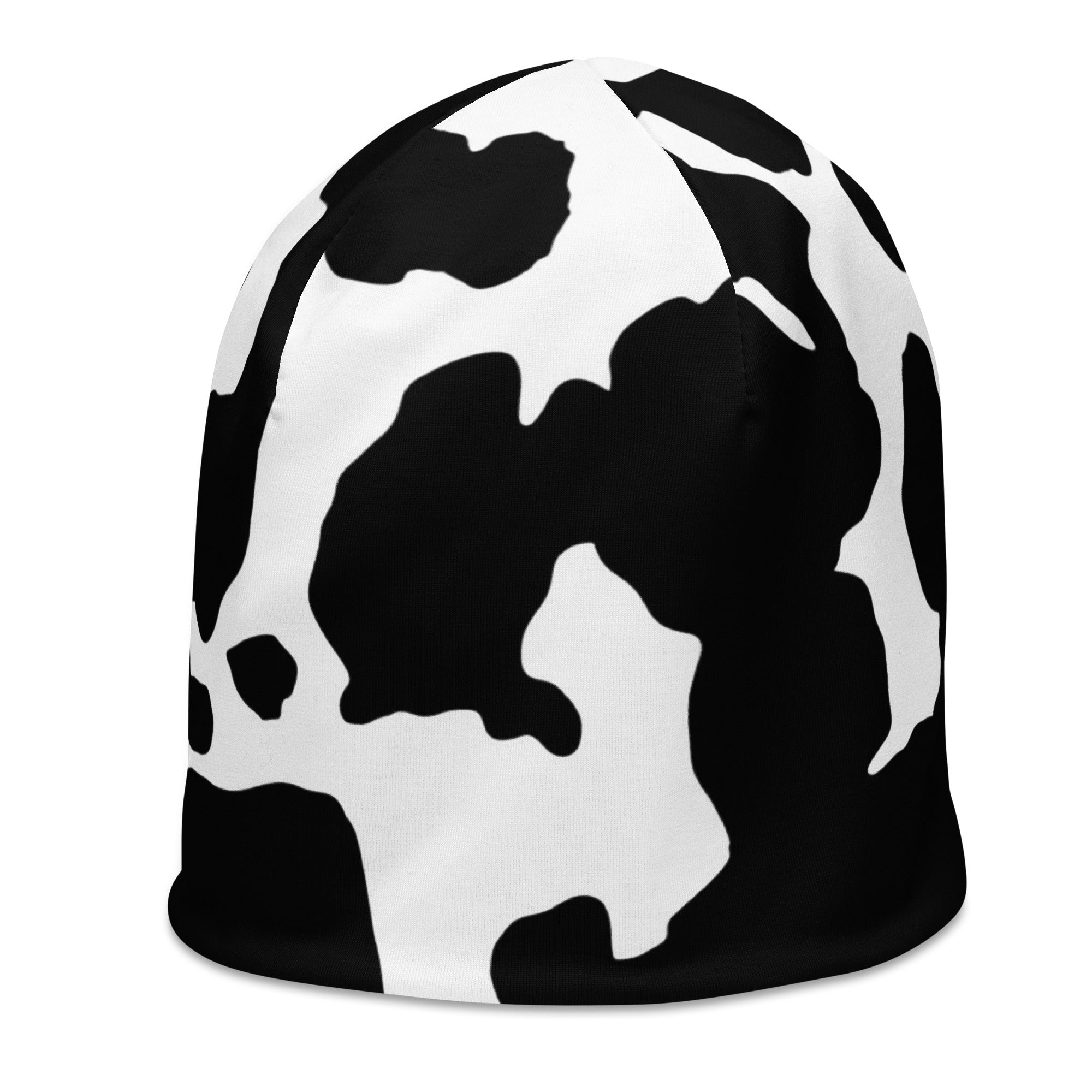 Camouflage Beanie | Black & White Cow Print Camo Colors
