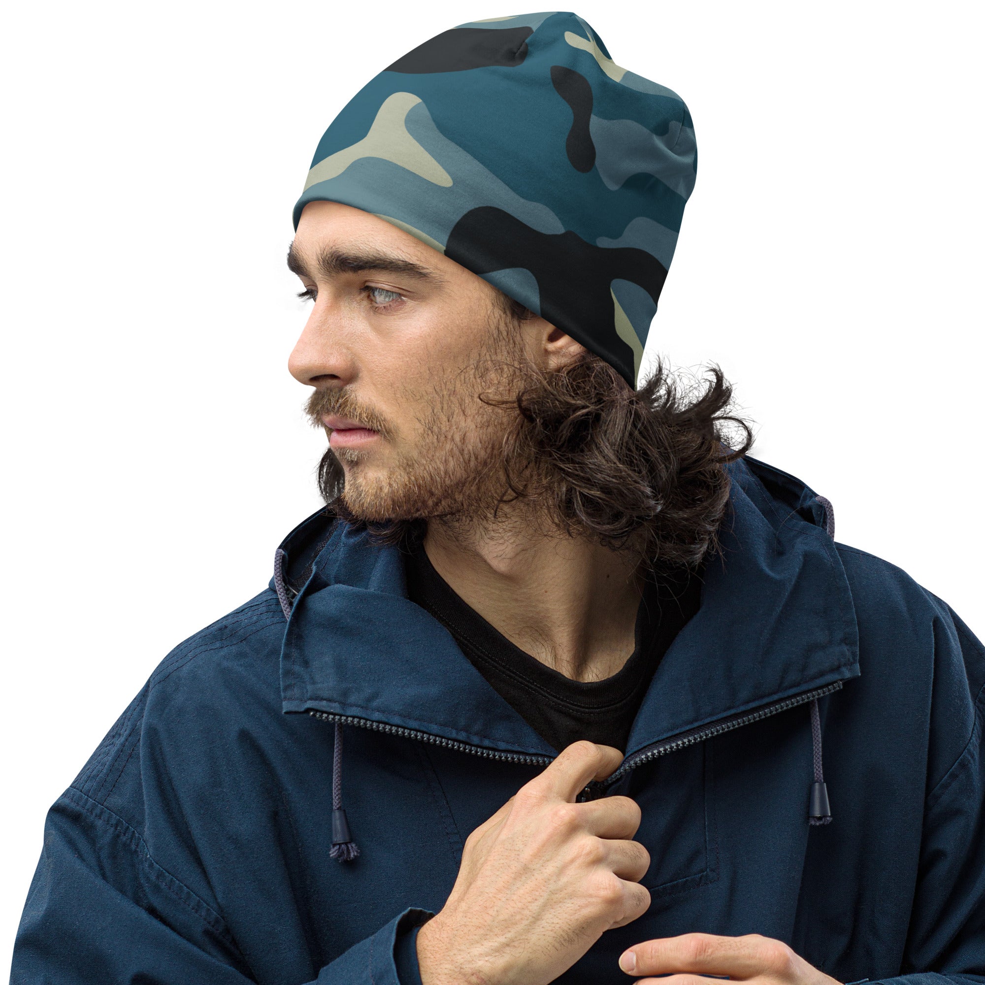 Camo Beanie in Shades of Blue and Charcoal | Camo Colors
