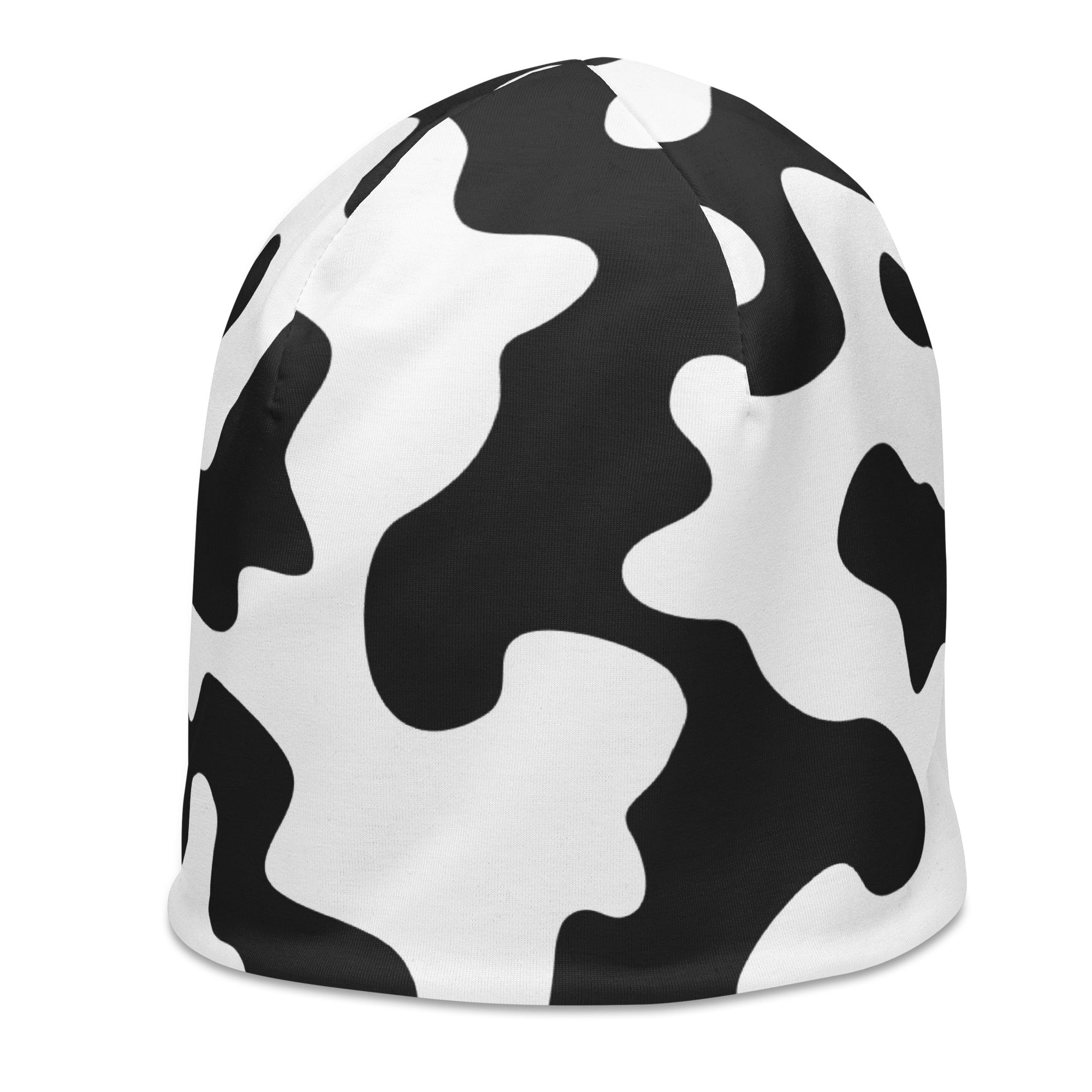 Camo Beanie in Black and White Cow Print | Camo Colors