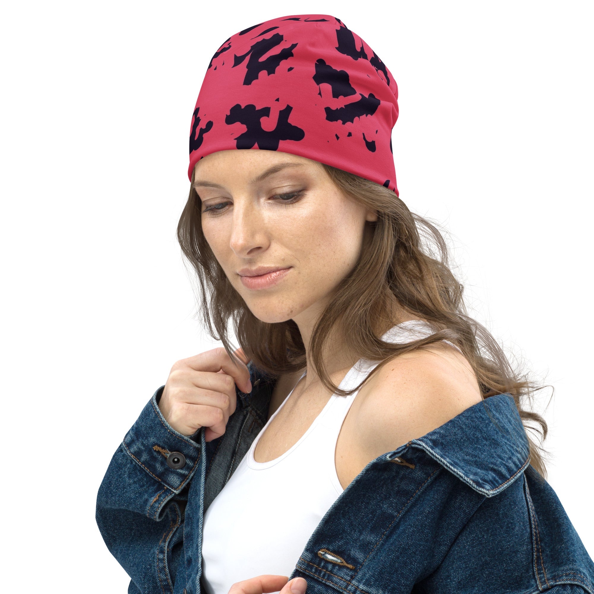 Pink Leopard Beanie with Black Spots | Camo Colors