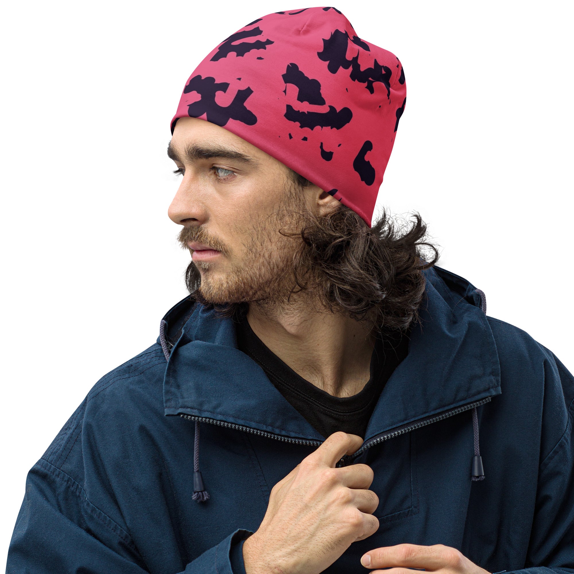 Pink Leopard Beanie with Black Spots | Camo Colors