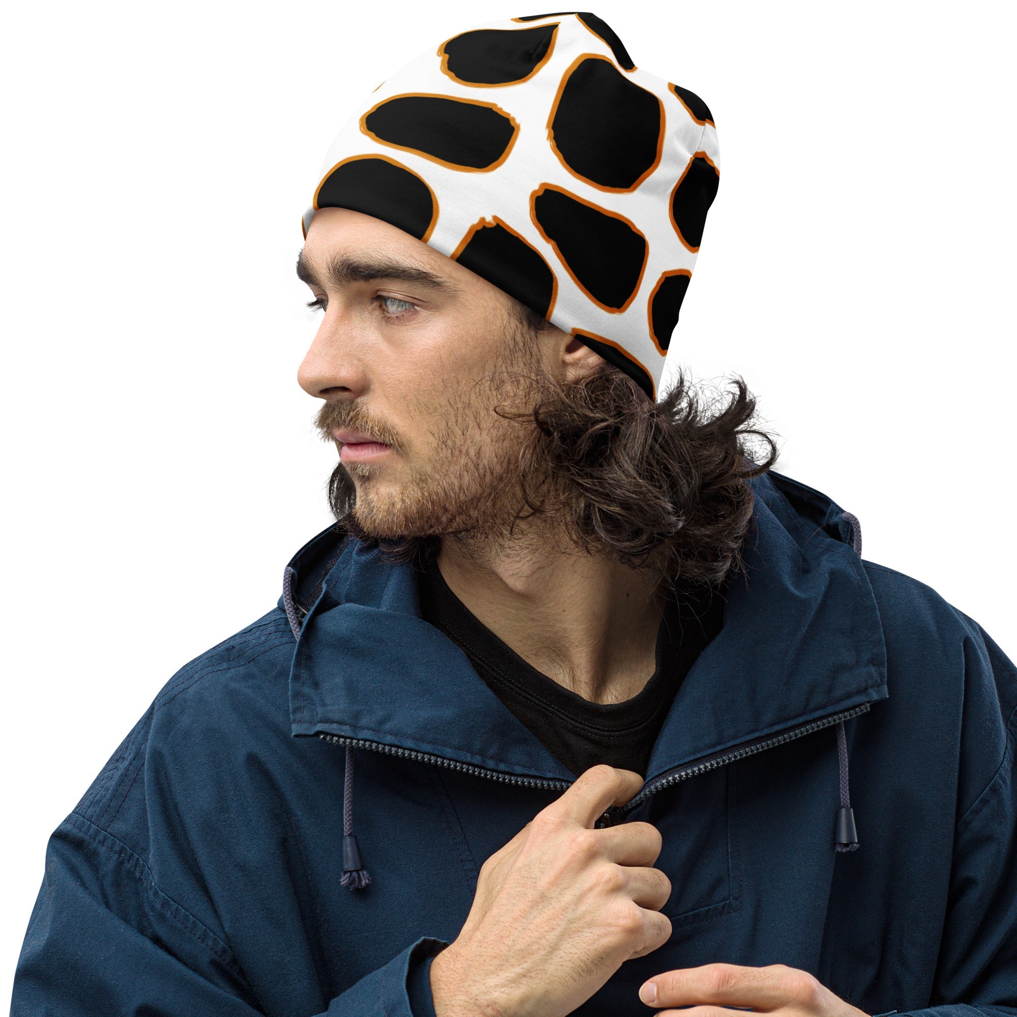 Giraffe Inspired Beanie in White and Black | Camo Colors