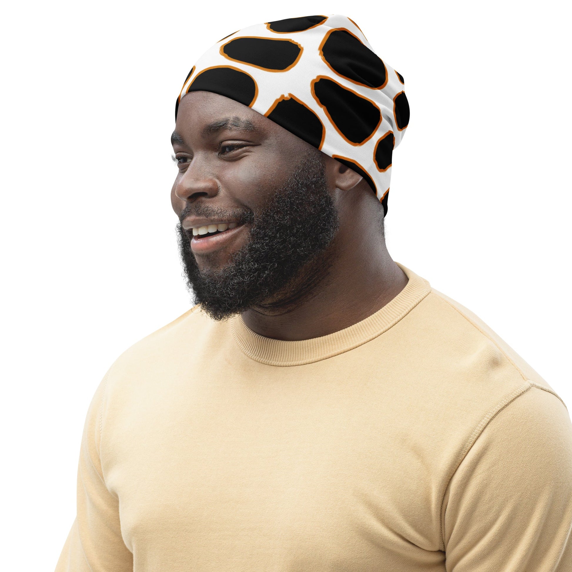 Giraffe Inspired Beanie in White and Black | Camo Colors