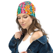 Leopard Print Beanie in Pink and Yellow | Camo Colors