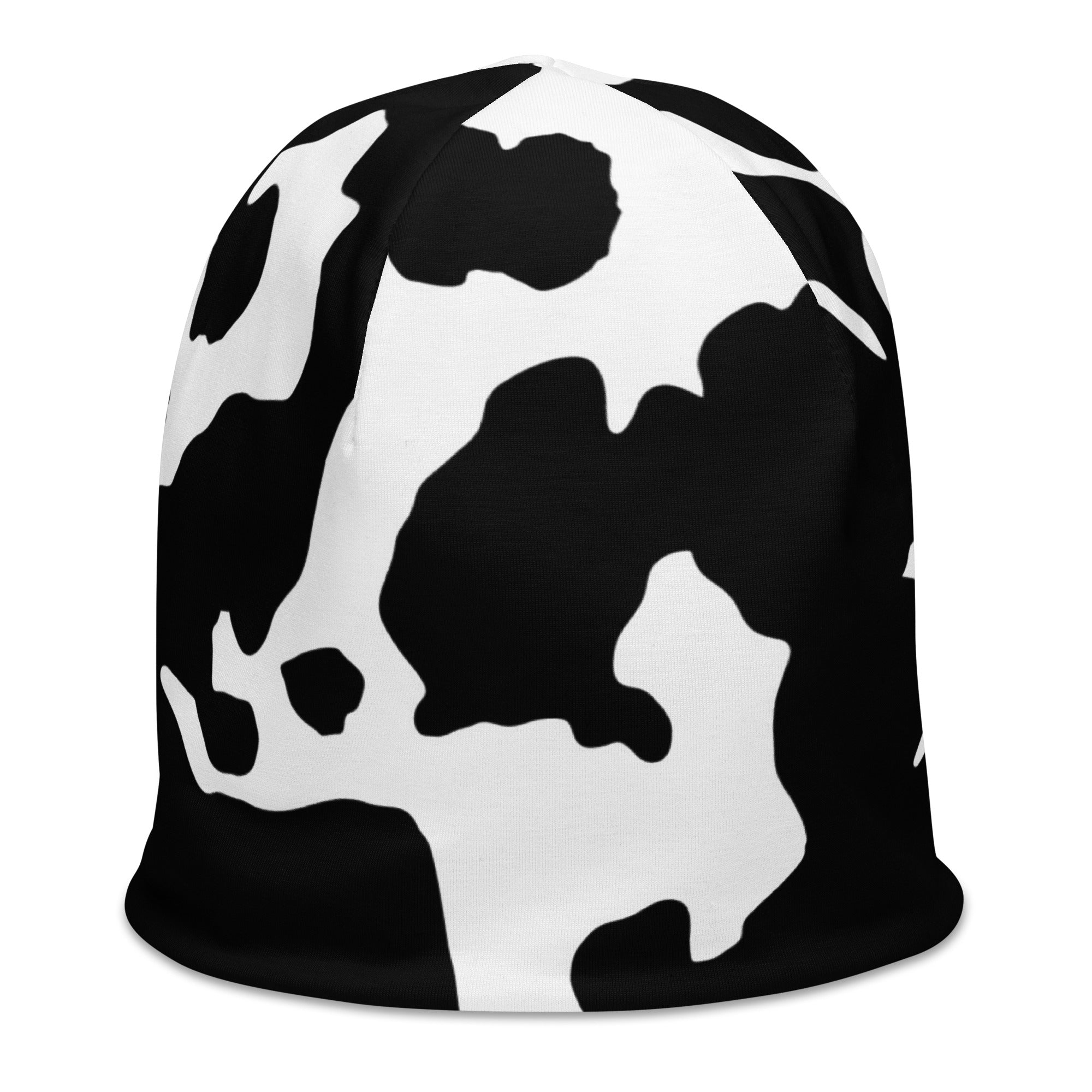 Camouflage Beanie | Black & White Cow Print Camo Colors