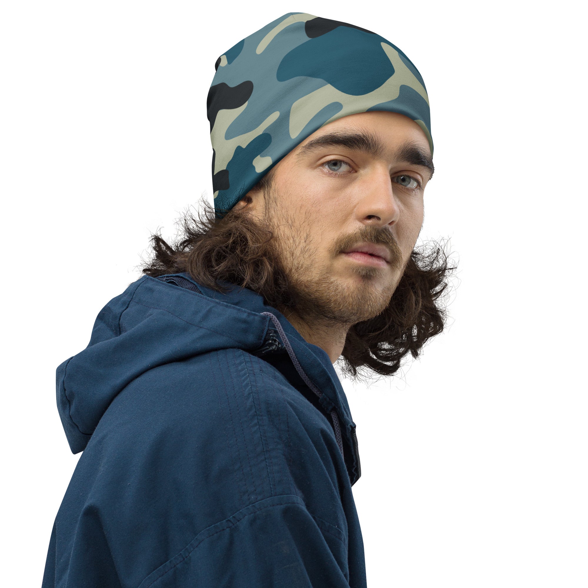 Camo Beanie in Shades of Blue and Charcoal | Camo Colors