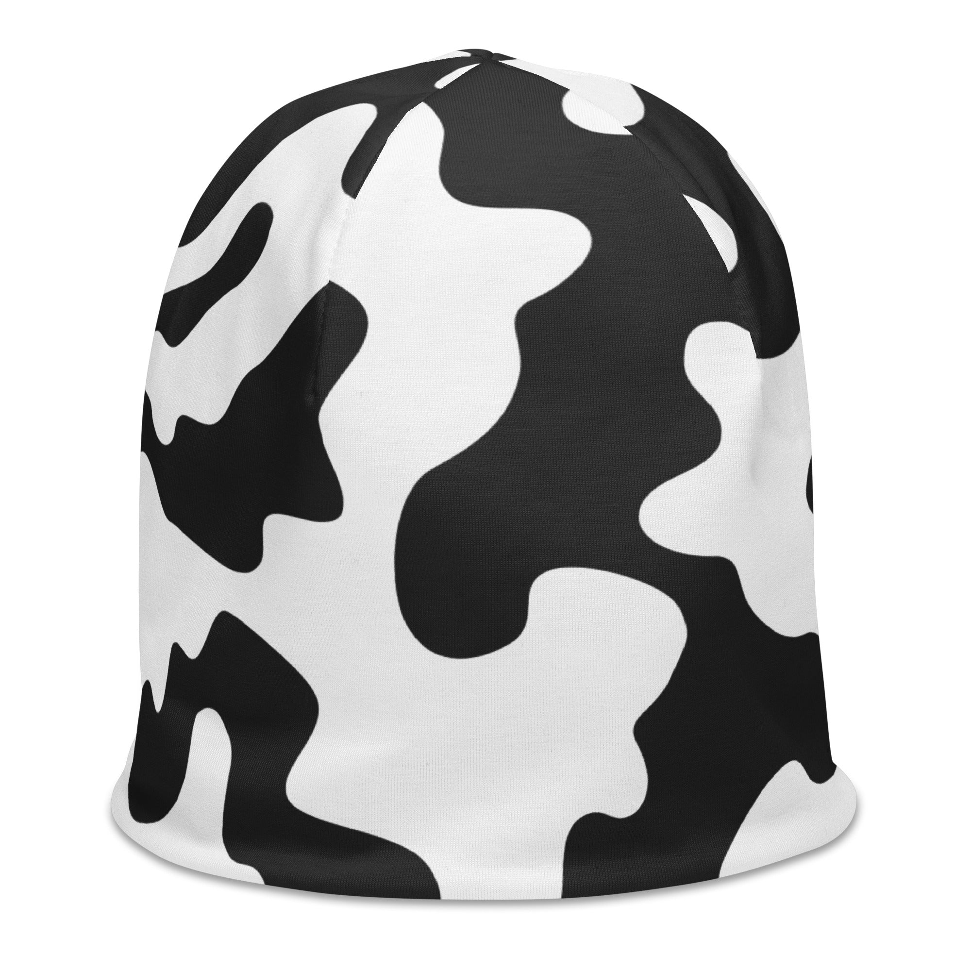 Camo Beanie in Black and White Cow Print | Camo Colors