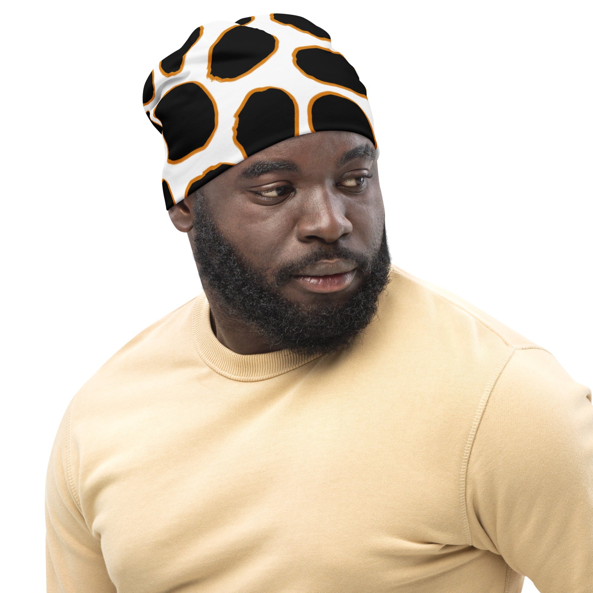 Giraffe Inspired Beanie in White and Black | Camo Colors