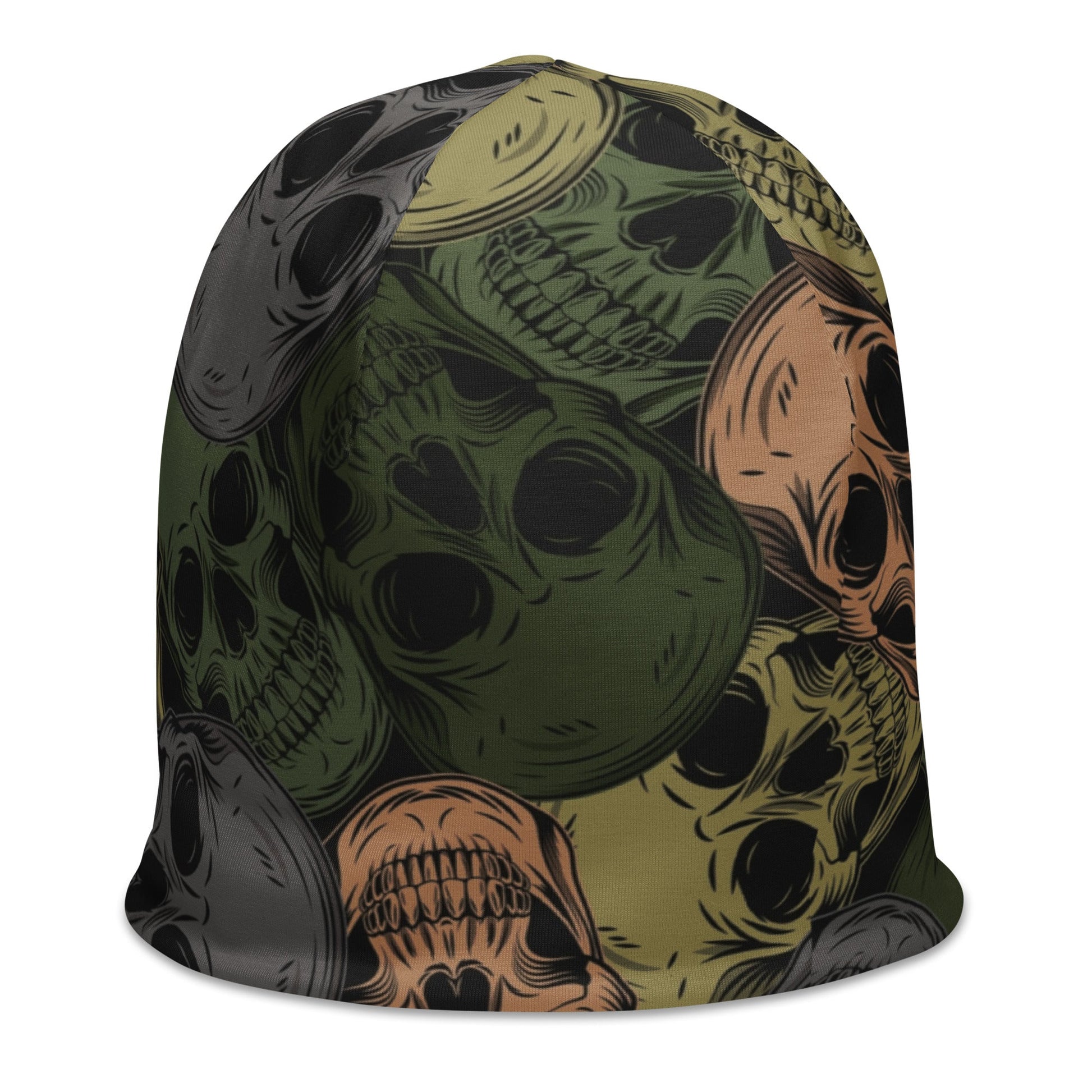 Skulls Print Beanie in Green and Grey | Camo Colors