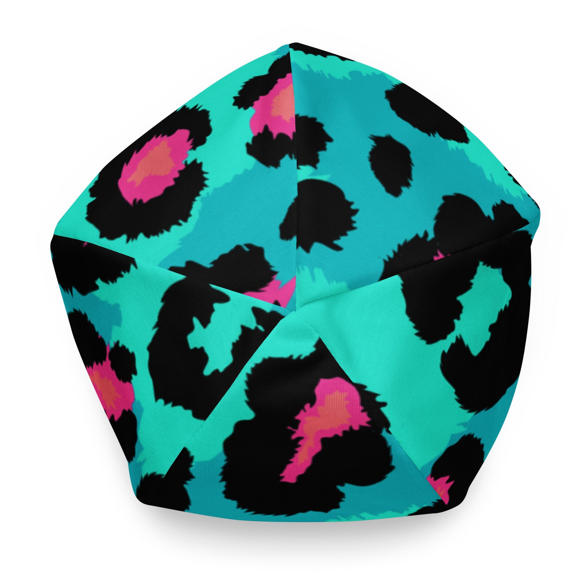 Leopard Print Beanie in Black, Turquoise, and Candy Pink | Camo Colors