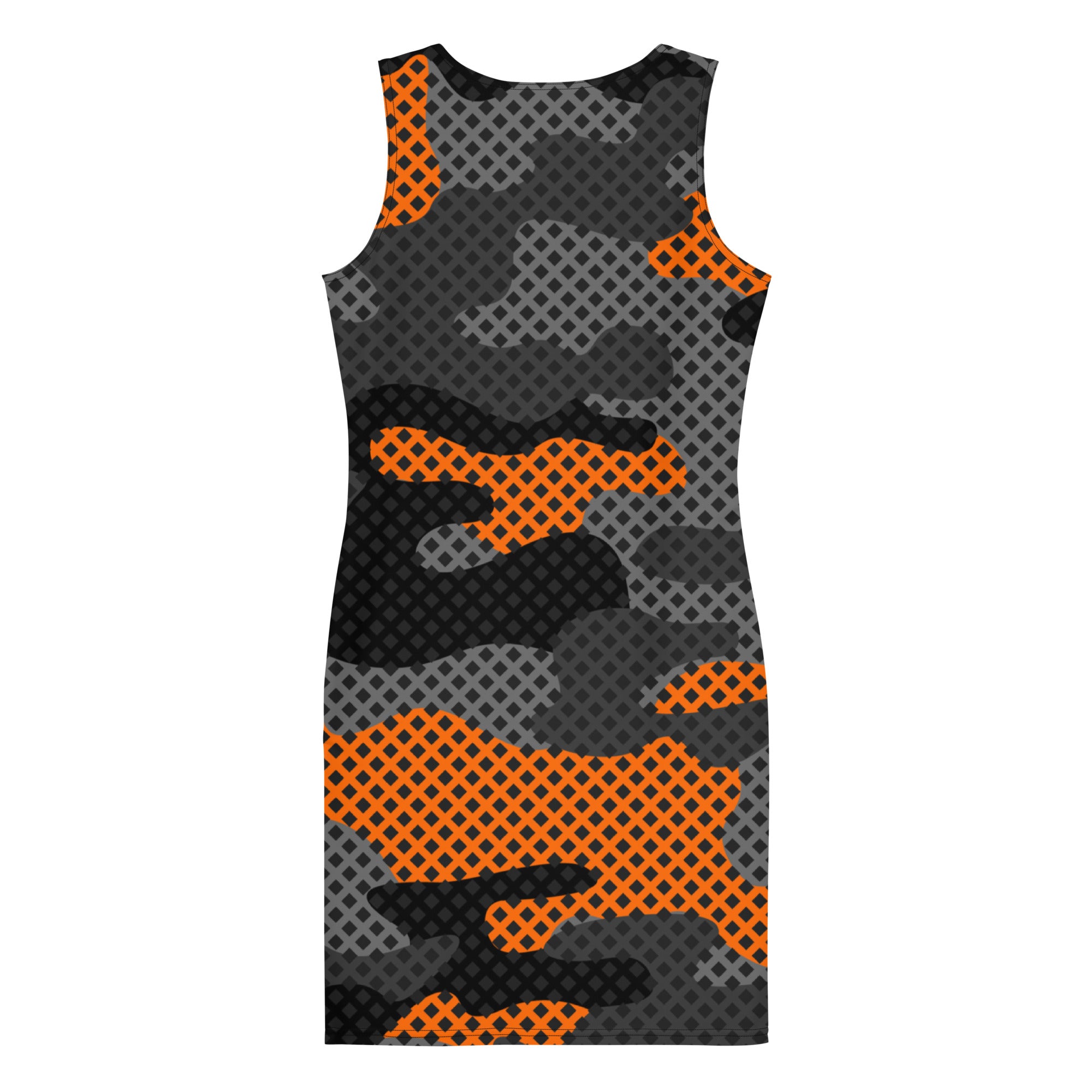 Camo Dress | Black & Orange Pixel | Tight Bodycon Fit Camo Colors