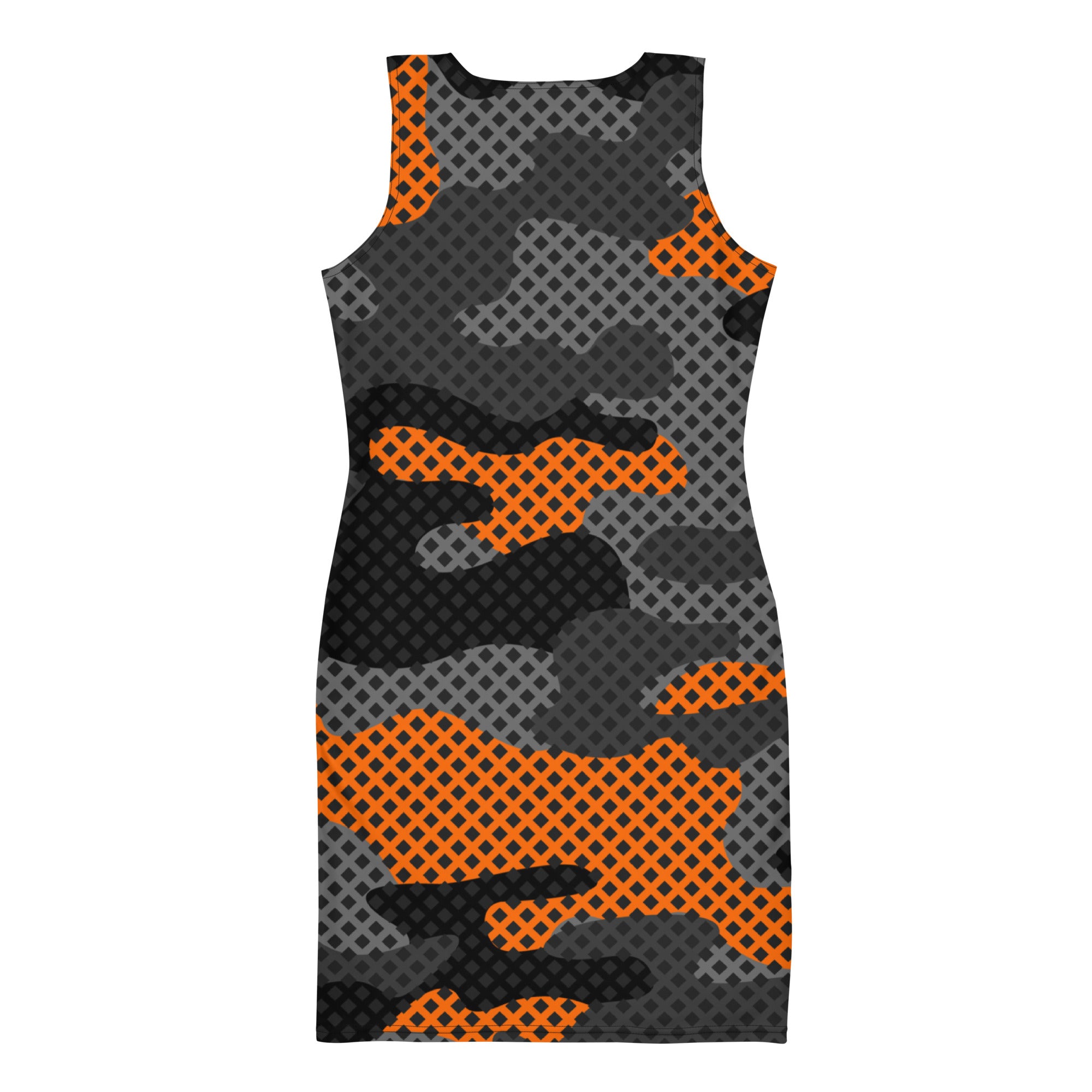 Camo Dress | Black & Orange Pixel | Tight Bodycon Fit Camo Colors