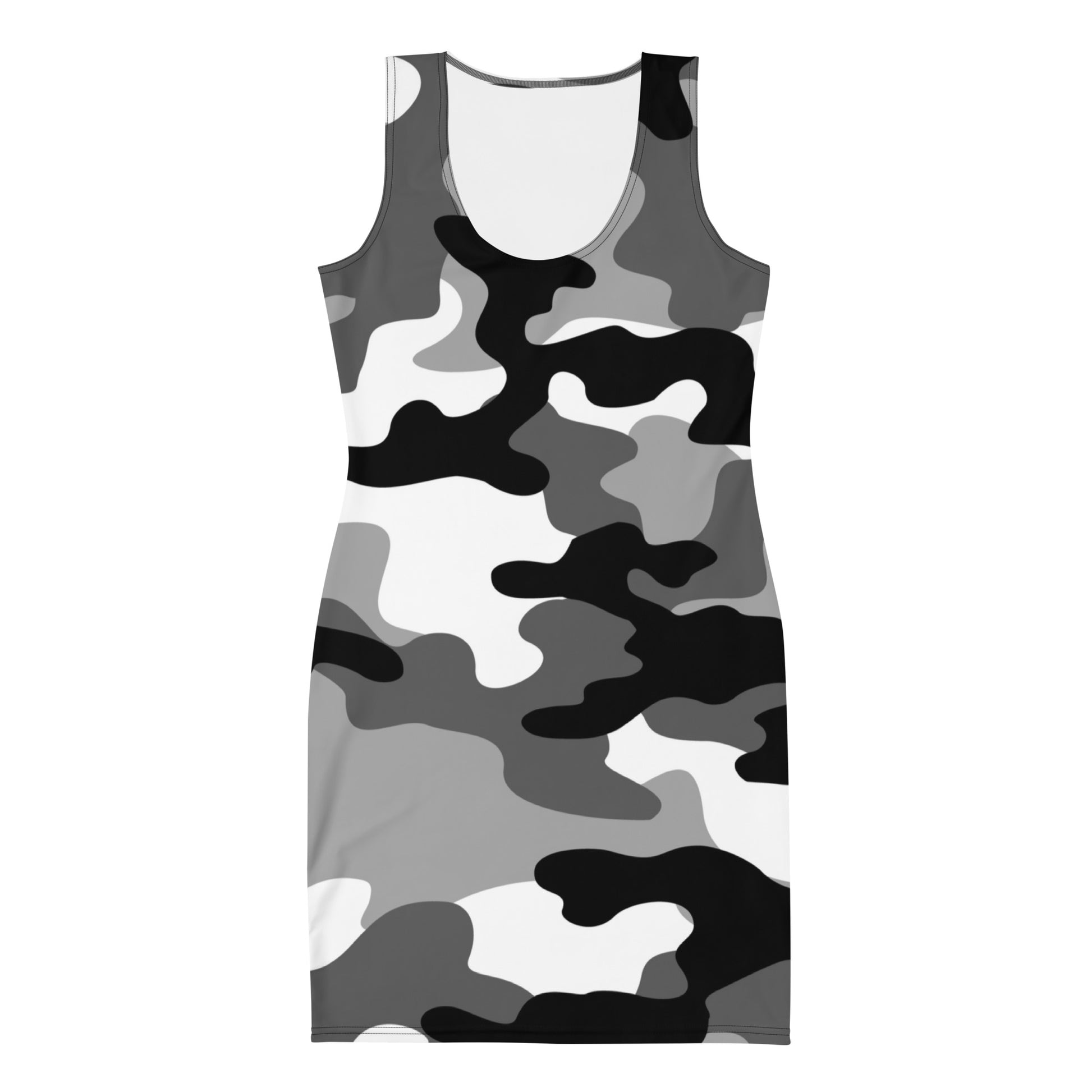 Camo Dress | Gray, Black, and White | Tight Bodycon Fit Camo Colors