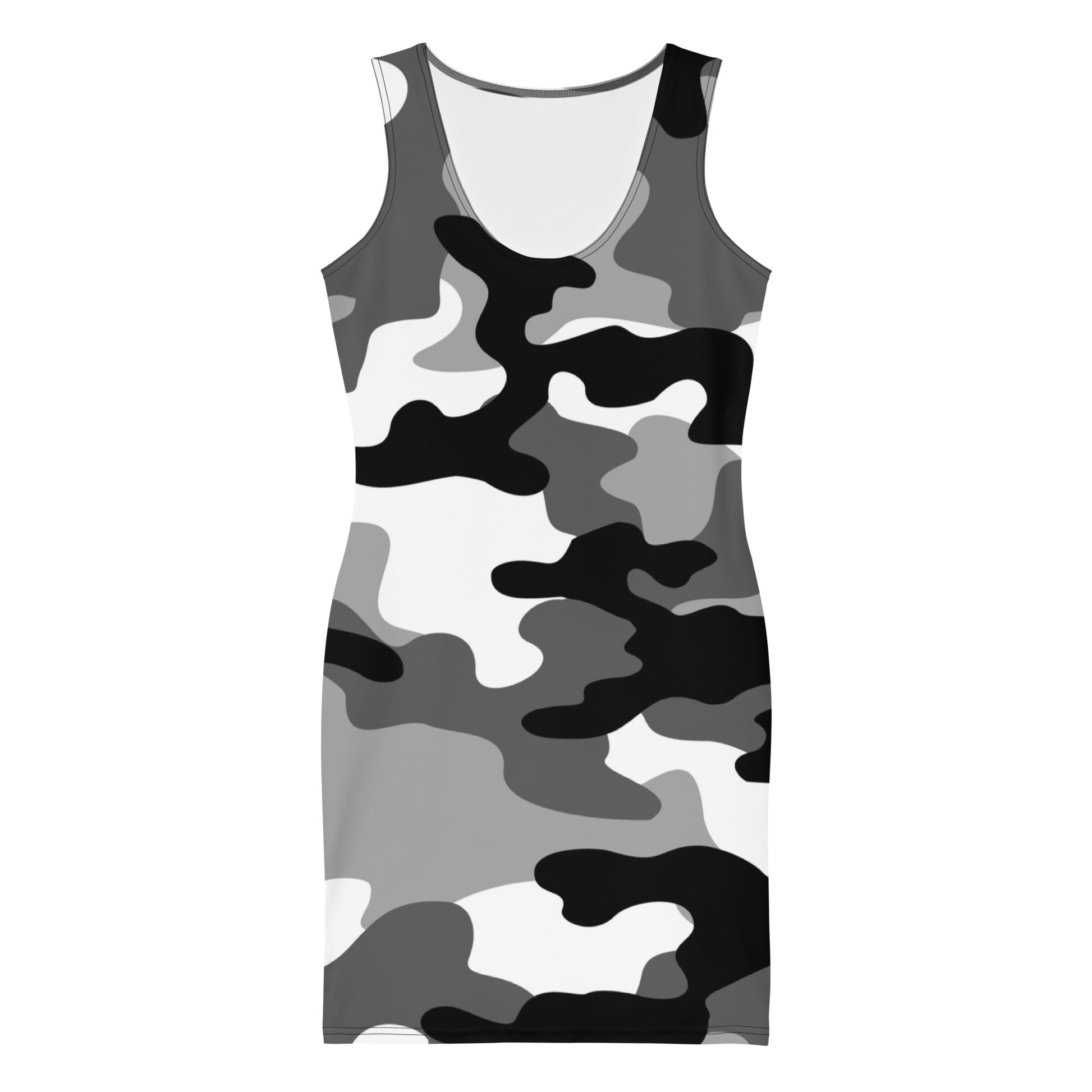 Camo Dress | Gray, Black, and White | Tight Bodycon Fit Camo Colors