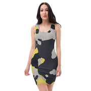 Camo Dress | Yellow, Black, and Silver | Tight Bodycon Fit Camo Colors
