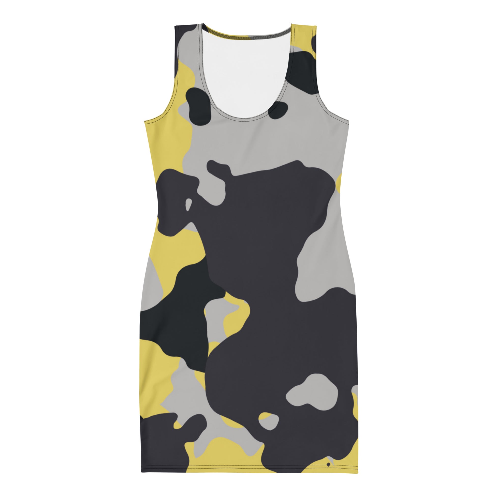 Camo Dress | Yellow, Black, and Silver | Tight Bodycon Fit Camo Colors