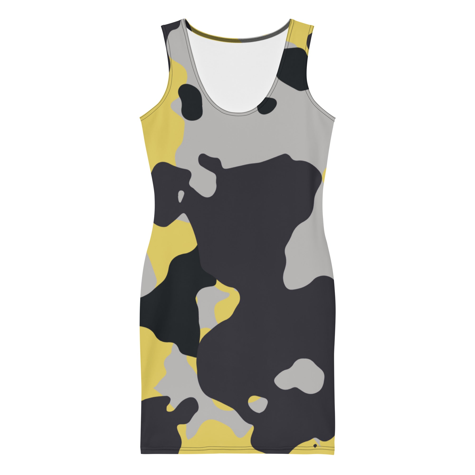 Camo Dress | Yellow, Black, and Silver | Tight Bodycon Fit Camo Colors
