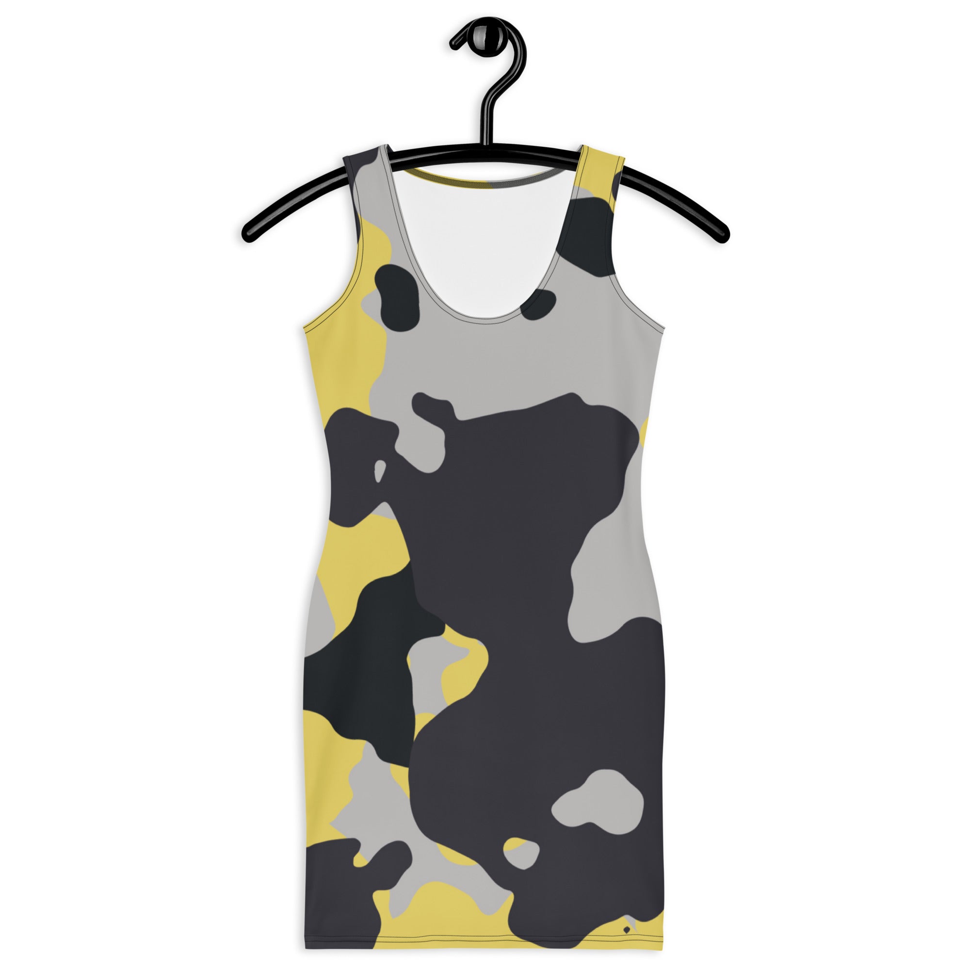 Camo Dress | Yellow, Black, and Silver | Tight Bodycon Fit Camo Colors