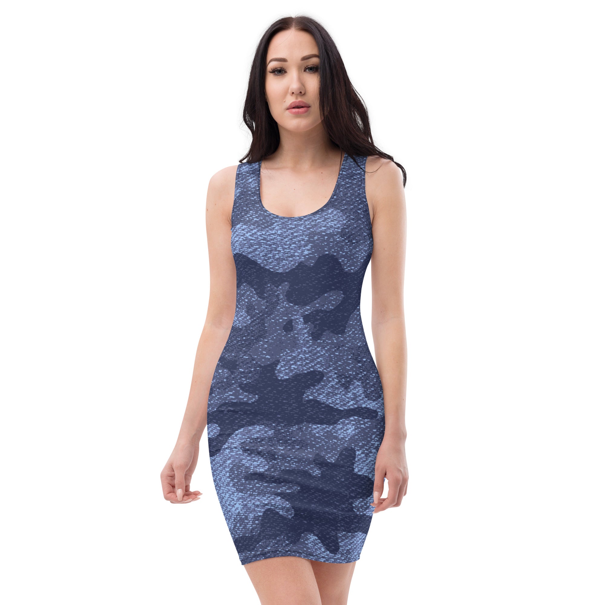 Camo Dress | Denim Blue | Tight Bodycon Fit Camo Colors