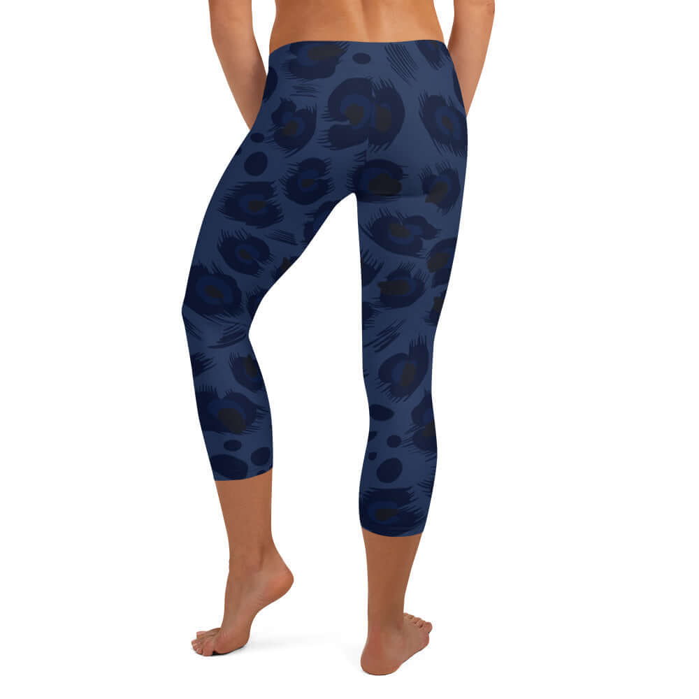 Capri Leggings | Deep Blue Leopard Print | Camo Colors