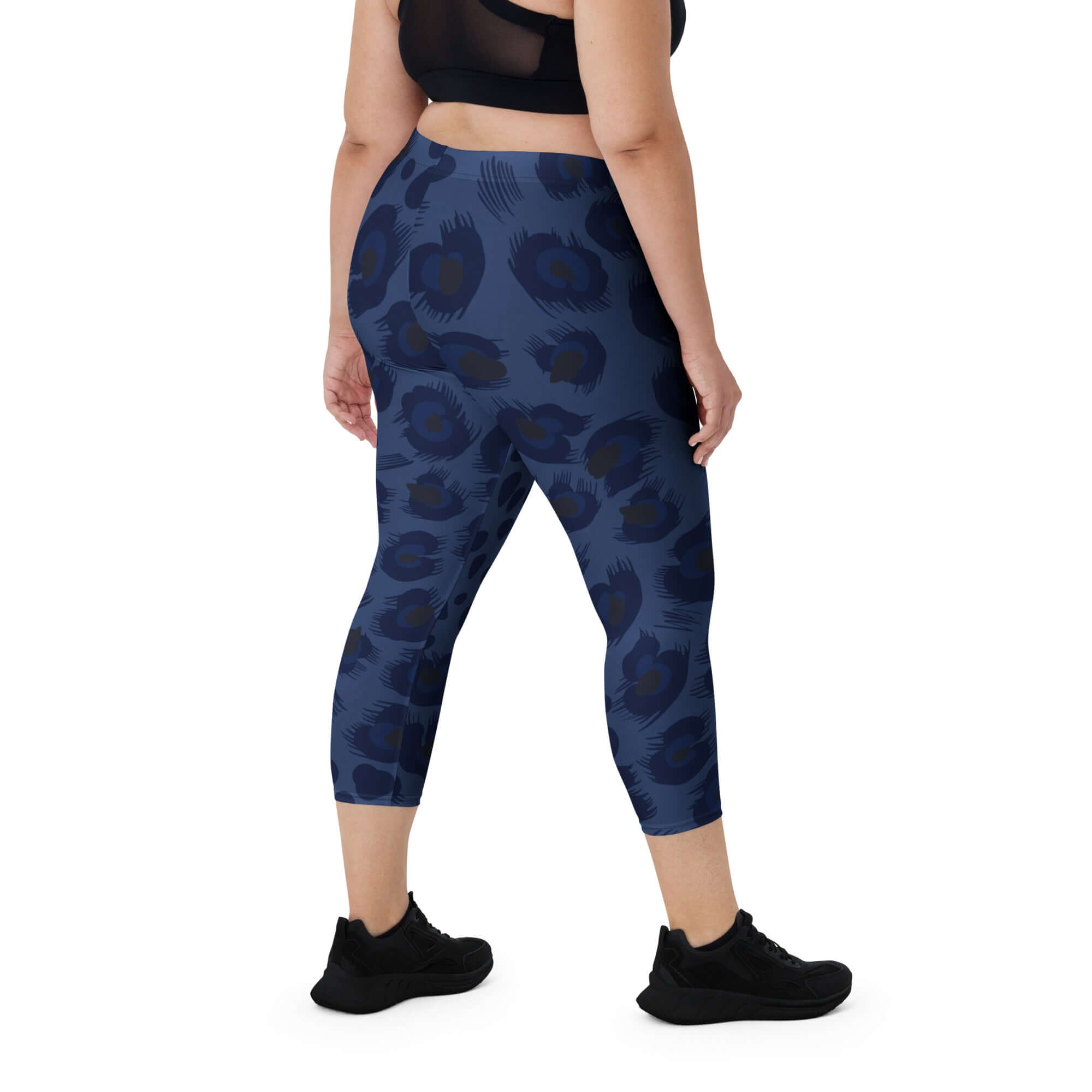 Capri Leggings | Deep Blue Leopard Print | Camo Colors