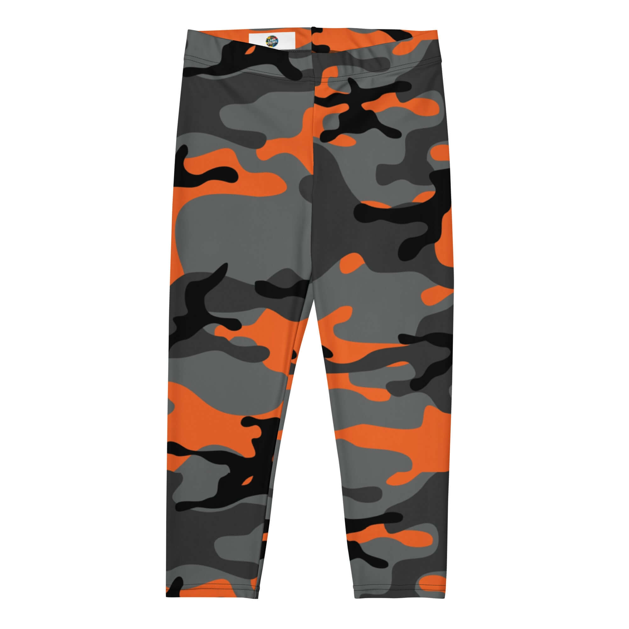 Capri Camo Leggings | Army Style in Black and Orange | Camo Colors